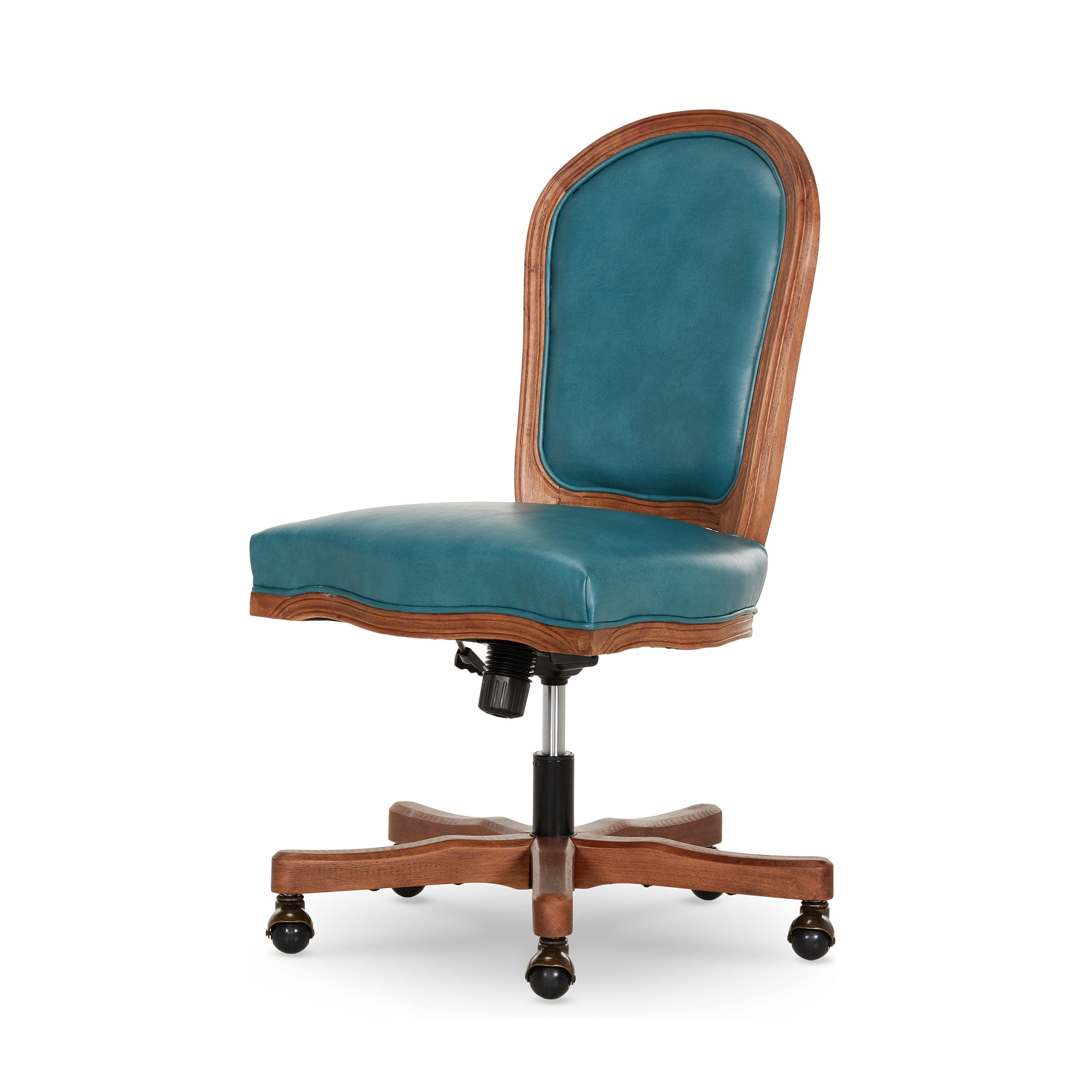 The Pioneer Woman Harper Wood Trim Office Chair, Turquoise Faux Leather - Image 5
