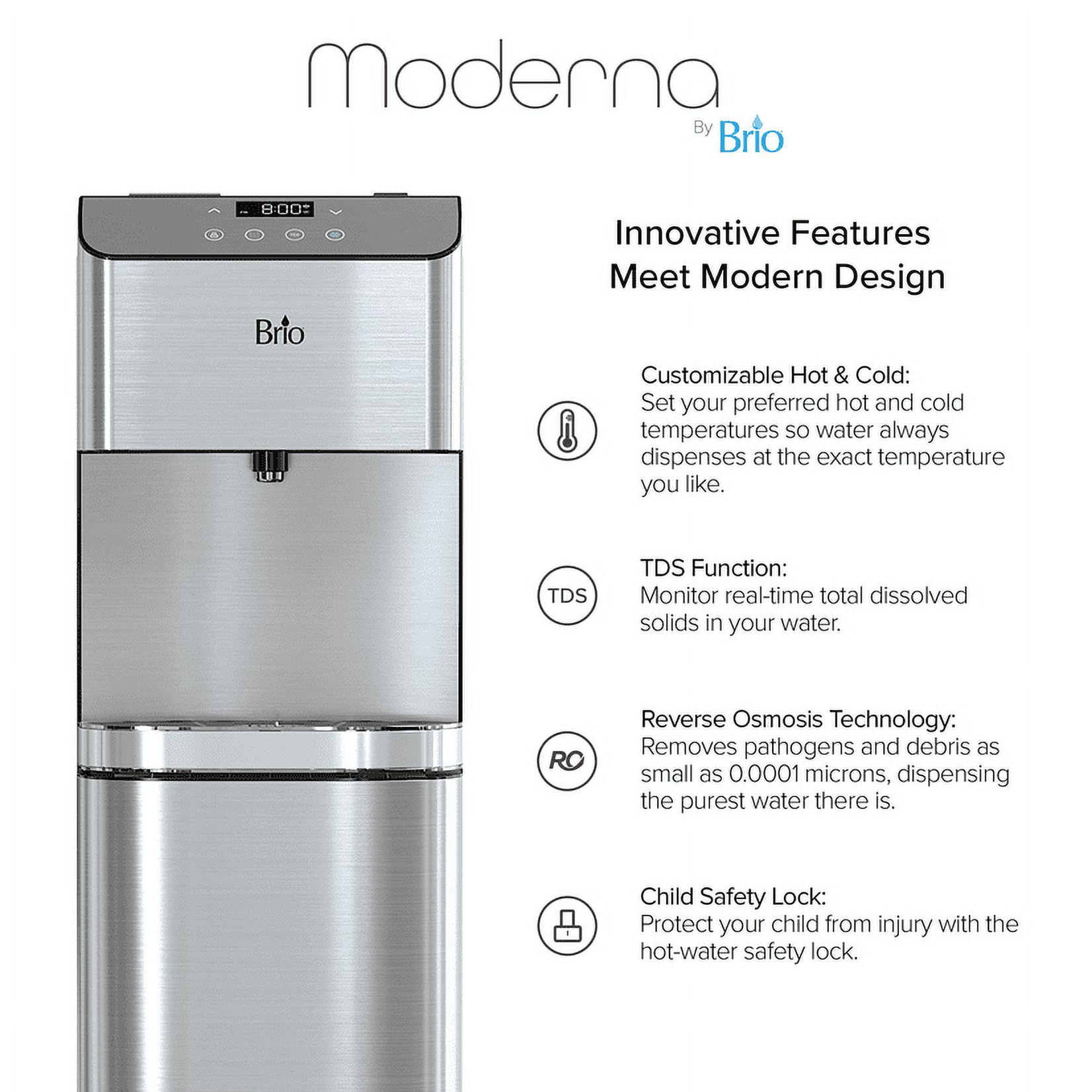 Brio 4-Stage Reverse Osmosis Bottle-Less Water Cooler Hot & Cold, 40.5" - Image 5