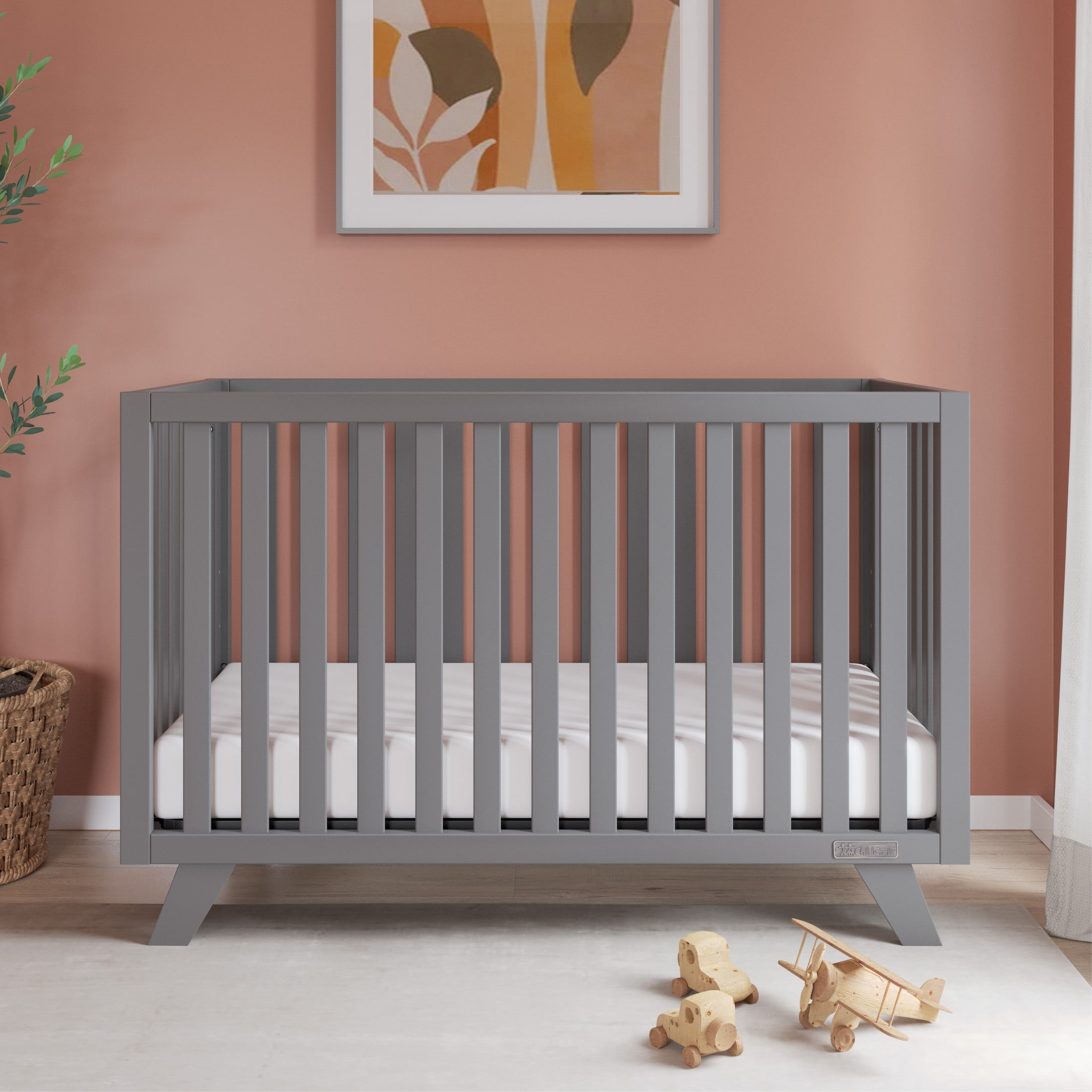 Child Craft SOHO 4-in-1 Convertible Crib, Canted Leg Mid-Century Design, 3 Mattress Heights, Cool Gray - Image 6