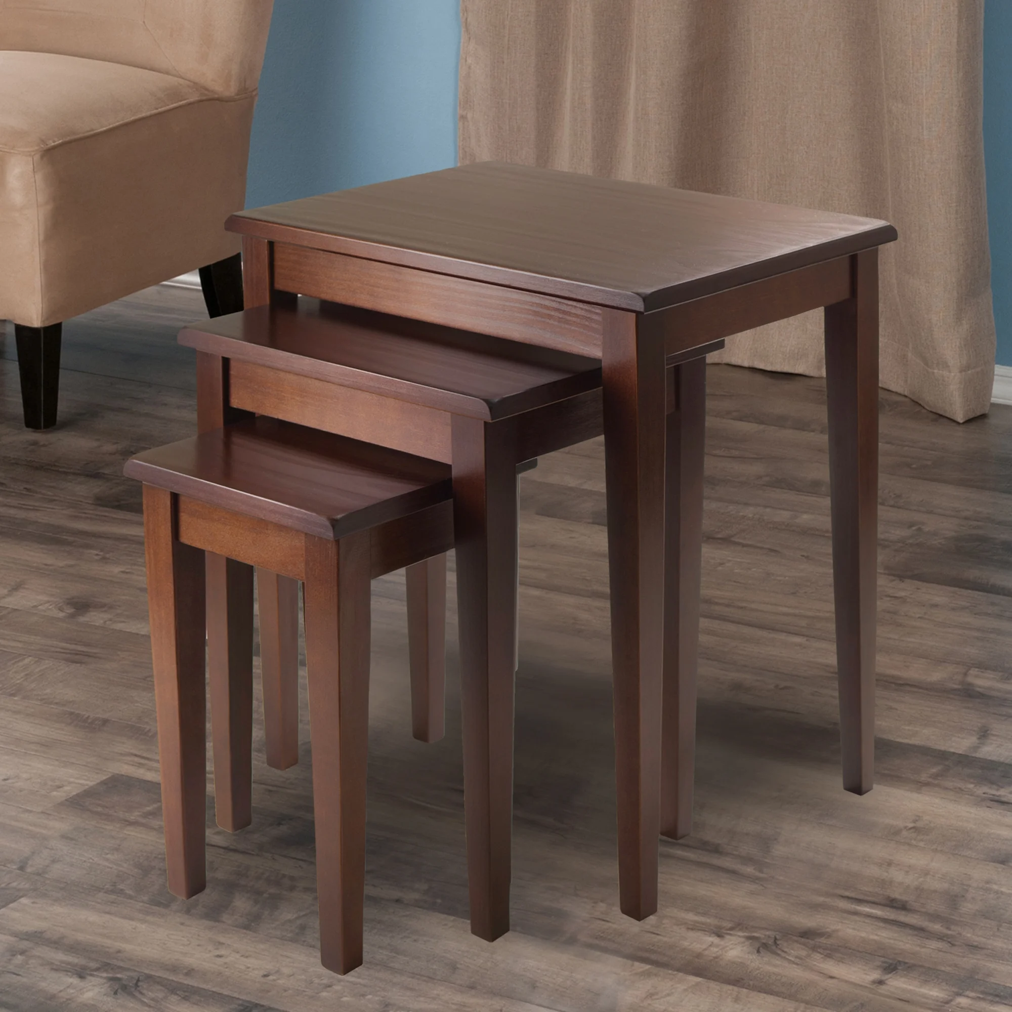 Winsome Wood Regalia 3-Pc Nesting Table Set, Walnut Finish - Image 5