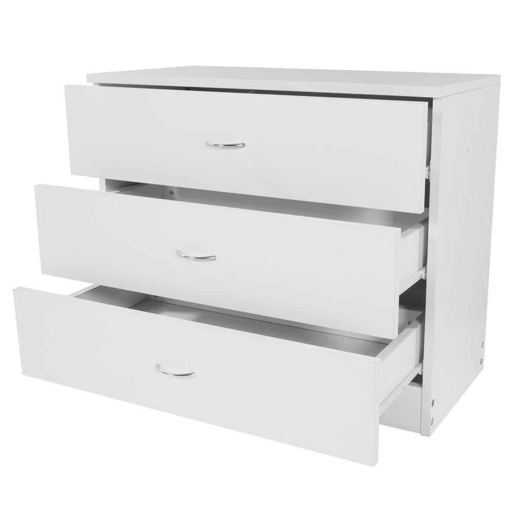 Zimtown MDF Wood Simple 3-Drawer Nightstands Drawer Dresser White - Image 11