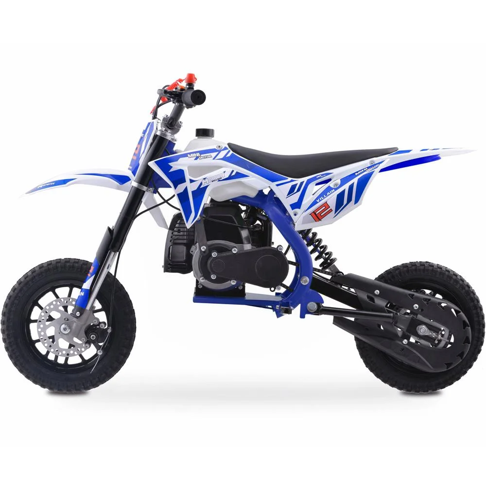MotoTec Villain 52cc 2-Stroke Kids Gas Dirt Bike Blue - Image 4