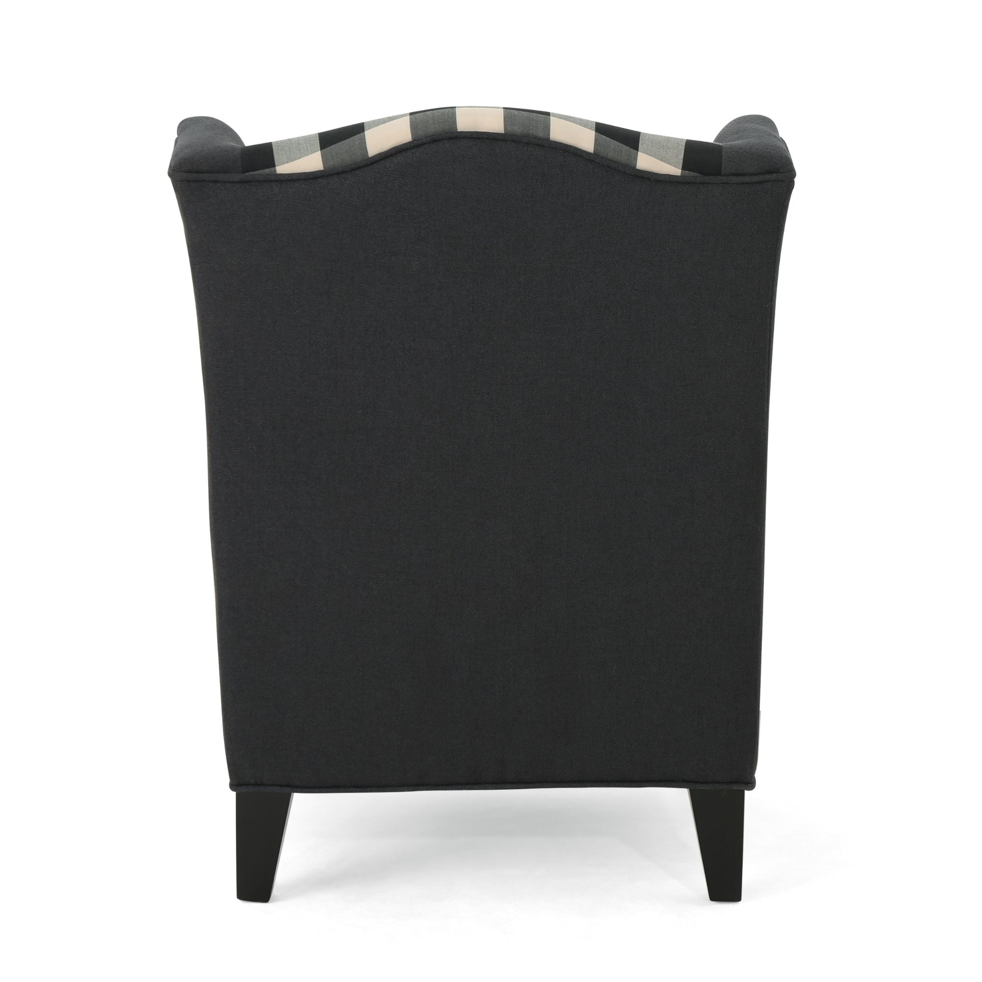 Noble House Charles Fabric High-Back Wingback Chair, Black Checkerboard - Image 6