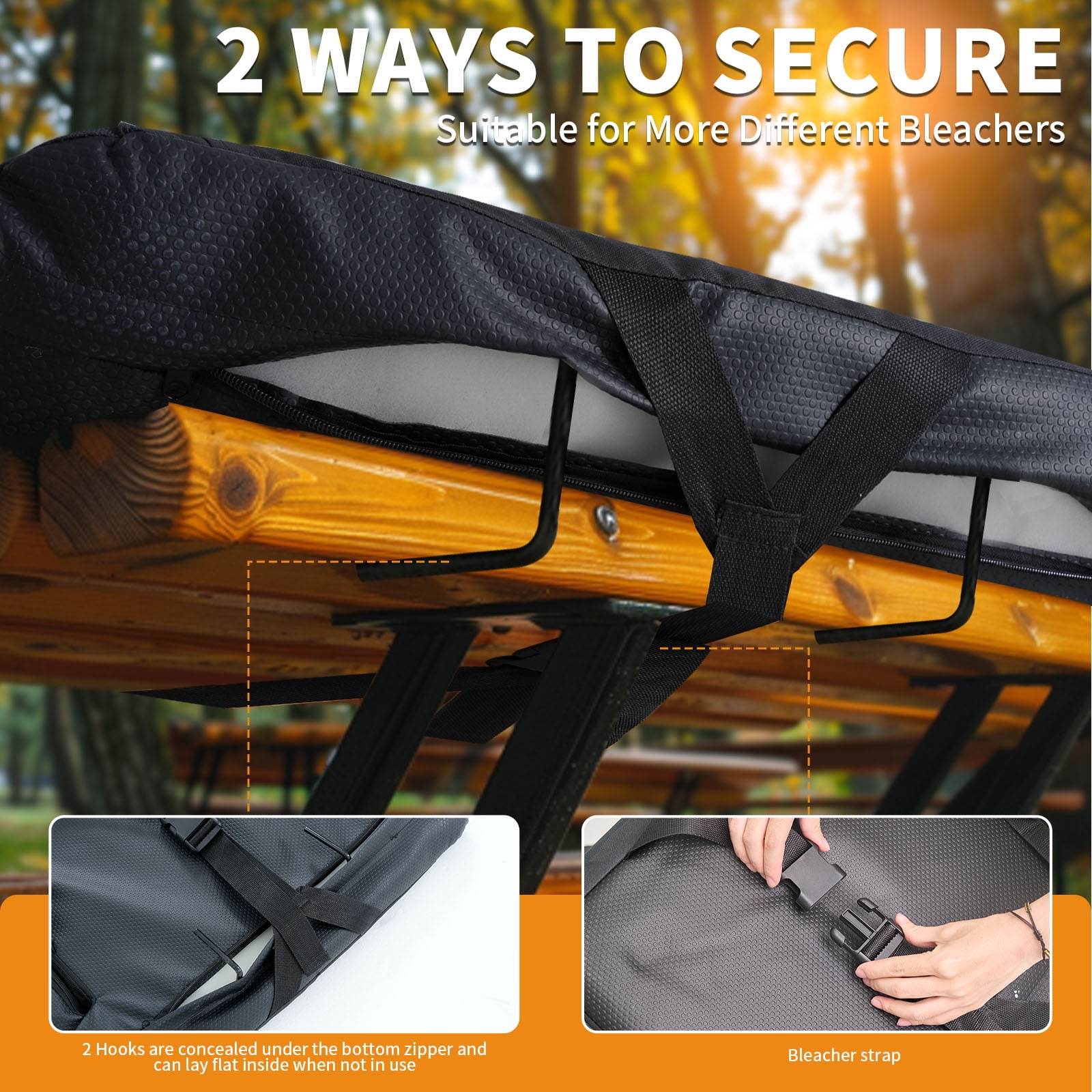 MOPHOTO 21IN Double Heated Stadium Seat Bleacher Seat with Back & Arm Support, Portable 6 Reclinng Positions Stadium Seating for Bleachers, Bleacher Seats for Sports Events, Outing, Travelling - Image 9