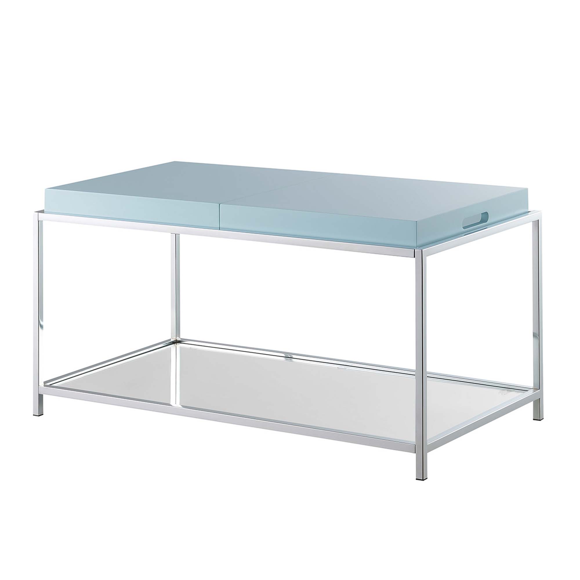 Convenience Concepts Palm Beach Coffee Table with Shelf and Removable Trays, Sea Foam Blue - Image 7