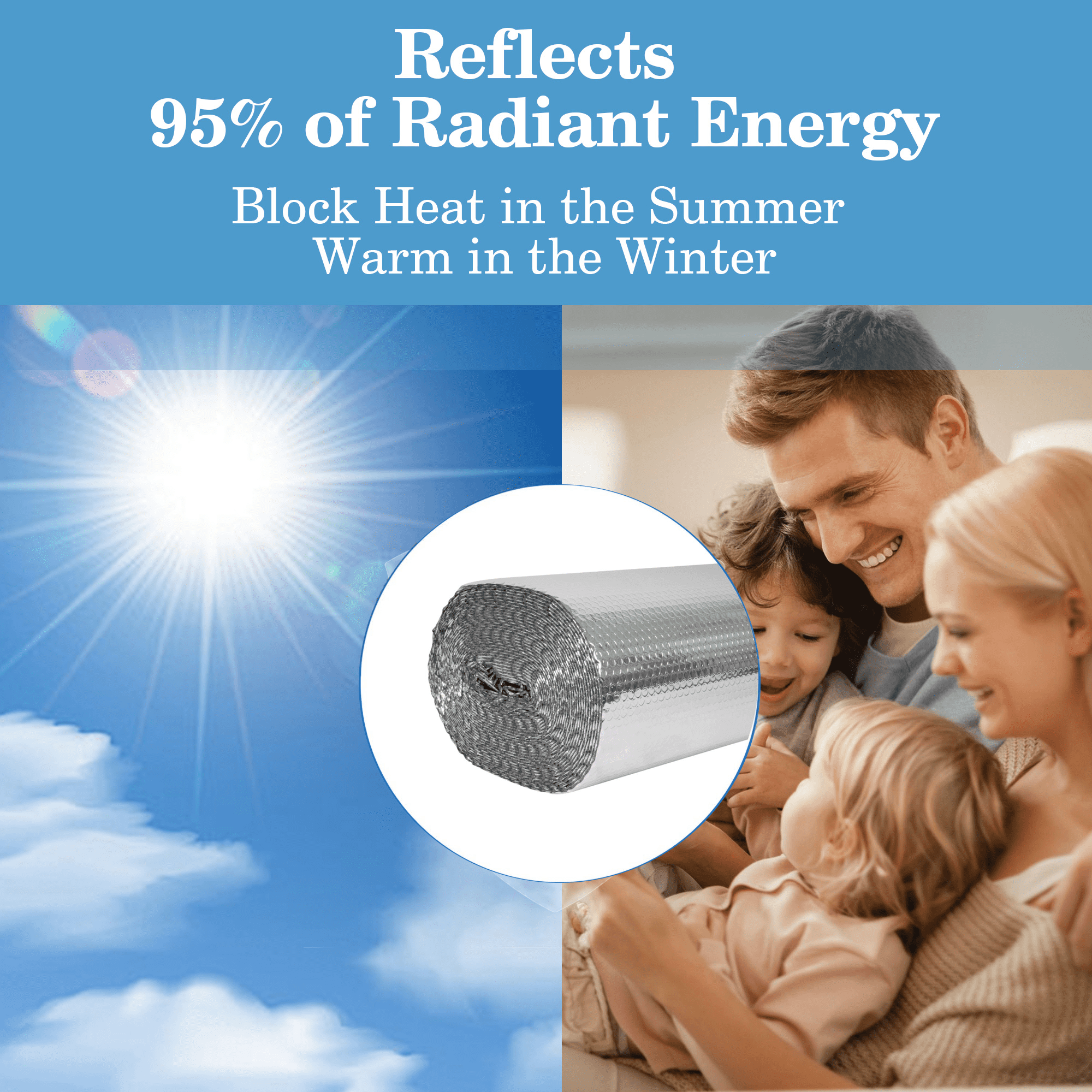 Petoto Double Bubble Reflective Insulation Roll, 47 in X 65.6 Ft (258sqft), Aluminum Foil Heat Insulation Roll, Radiant Barrier Thermal Shield for Windows, Garage, RV - Image 9