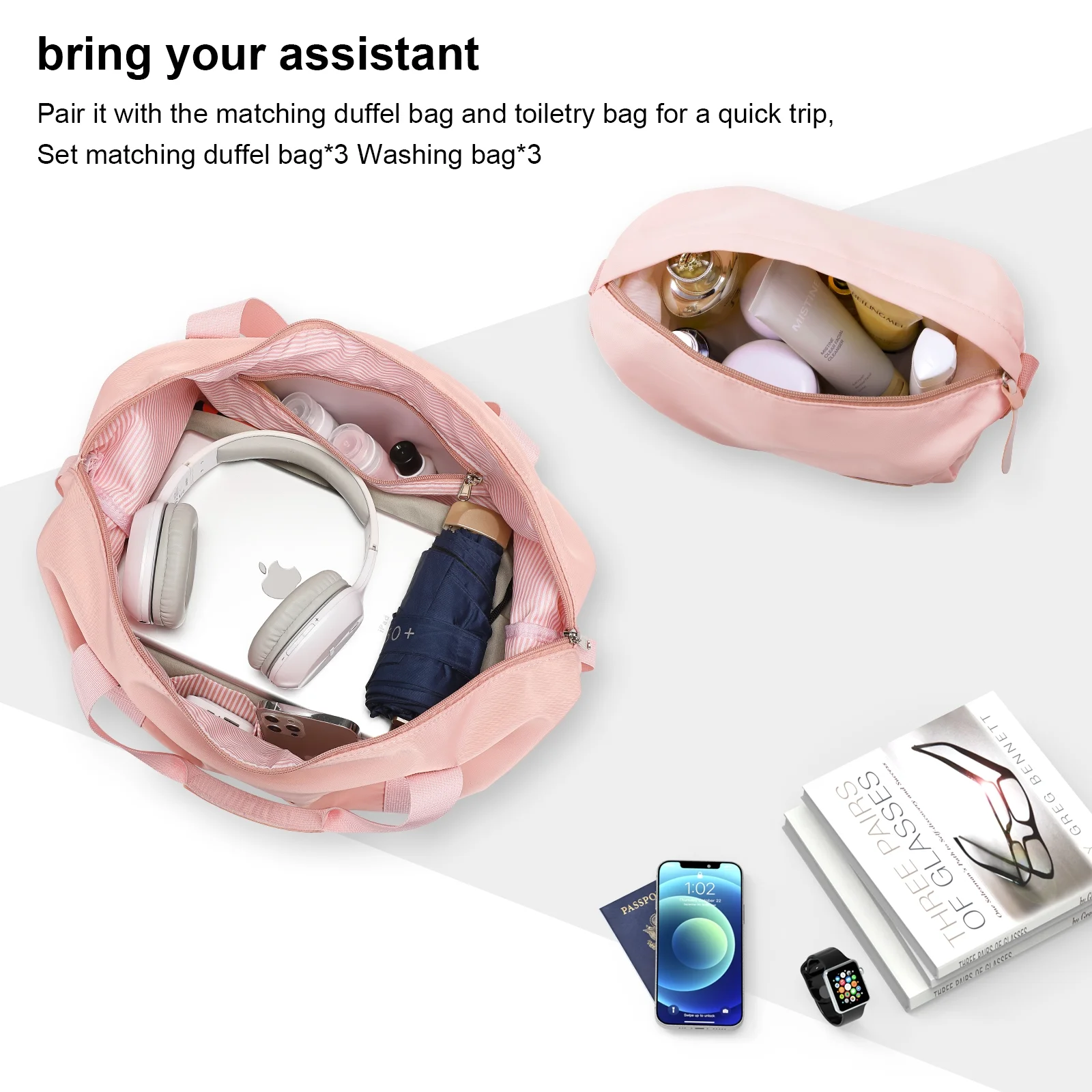 Joyway Duffle Bag, Foldable Gym Bag with Wet Bag, Expandable, Adjustable Shoulder Strap, Shoe Compartment, Waterproof, Suitable for School, Travel, Weekend, Fitness, Hospital Bag, Unisex - Image 6