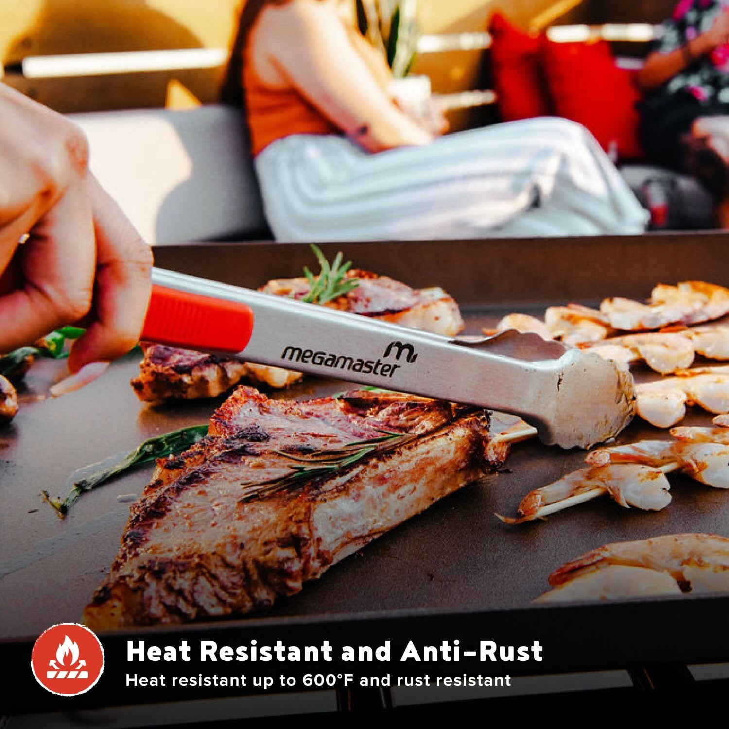 16" Extra-Long Stainless Steel Grill Tongs – Premium Locking BBQ Tongs for Grilling, Cooking, Barbecue, Tailgating – Easy Grip with Hanging Hook, Model 530-0103P - Image 2