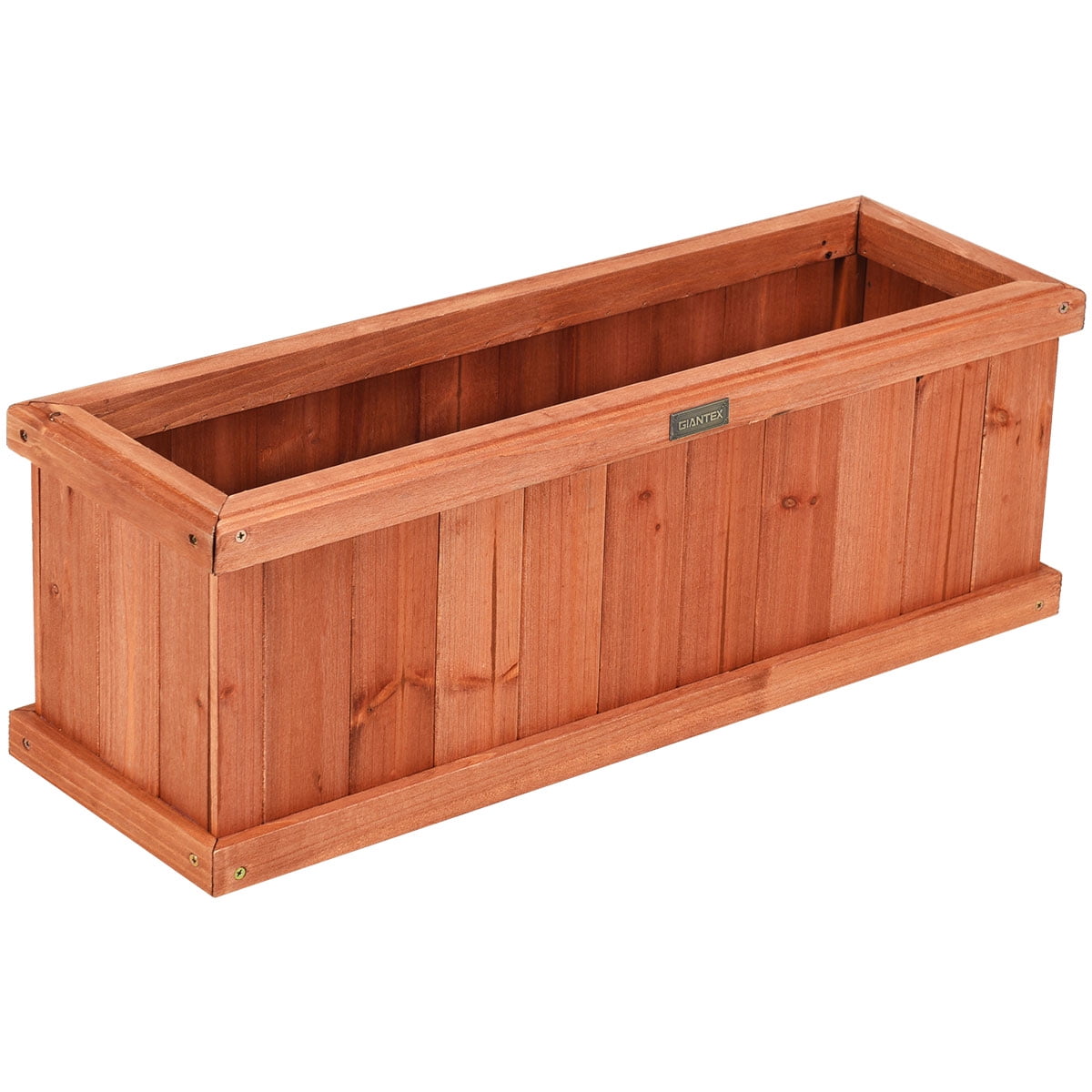 Costway 28 Inch Wooden Flower Planter Box Garden Yard Decorative Window Box Rectangular - Image 3