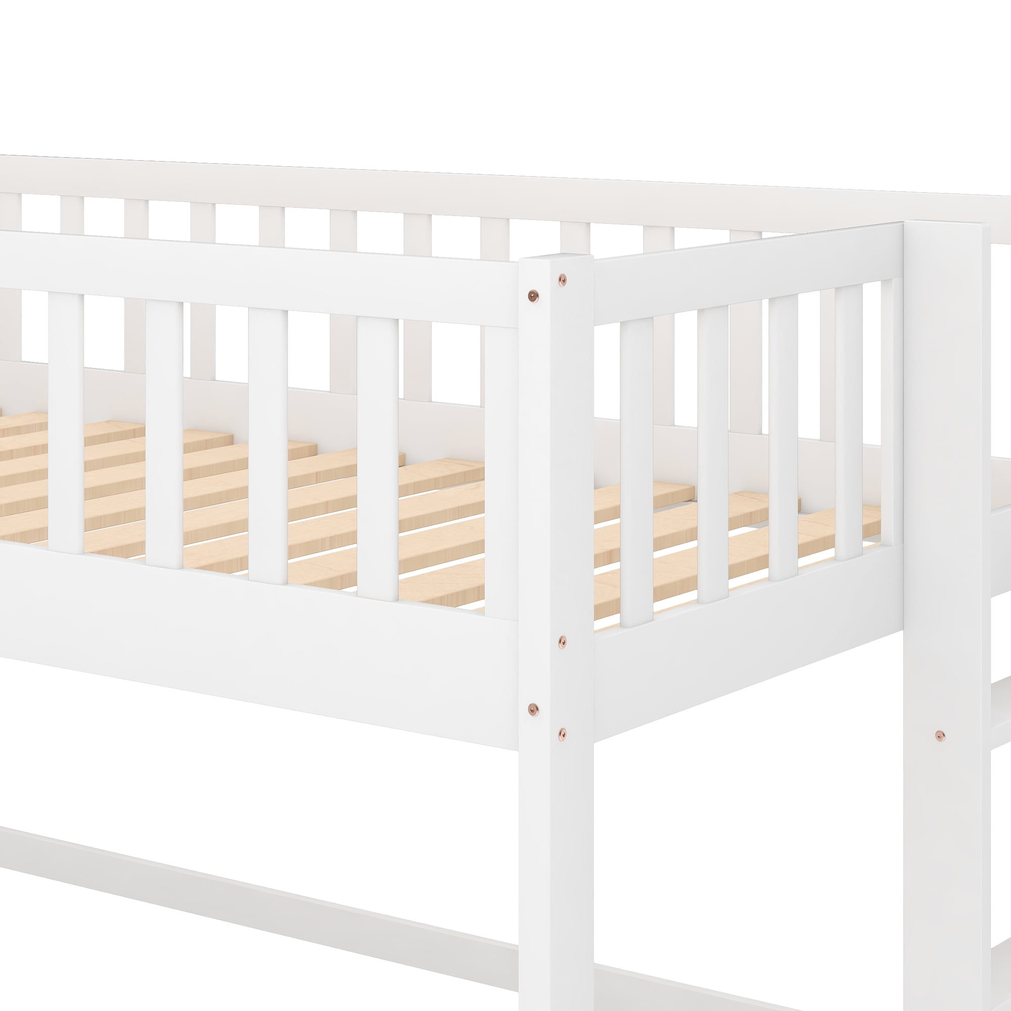 Aukfa Twin Loft Bed with Slide, Solid Wood Bed Frame for Kids - White - Image 8