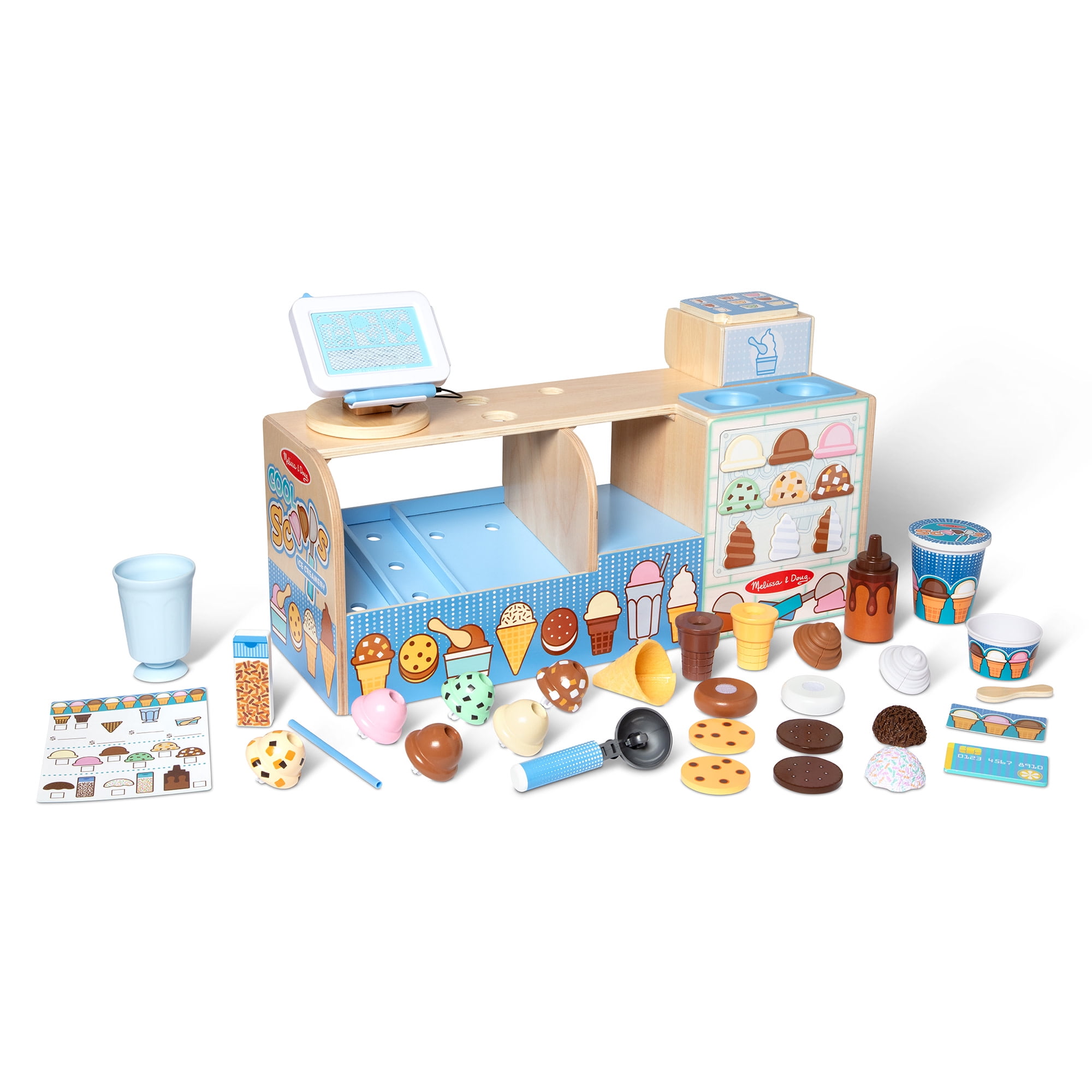 Melissa & Doug Cool Scoops Ice Creamery Wooden Counter with Play Food Preschool Toy - FSC Certified - Image 5