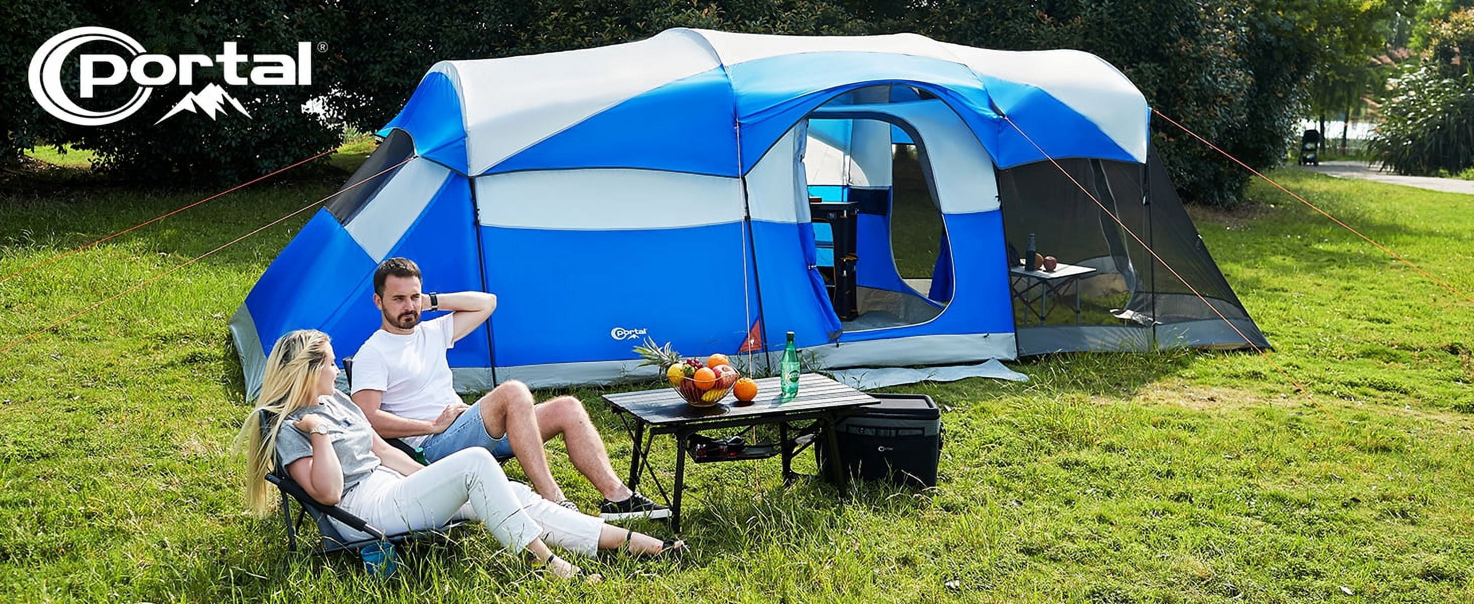 PORTAL 8 Person Family Camping Tent with Screen Porch, Portable Cabin Tent with Rainfly, 20ft * 8ft * 74in, Blue - Image 3