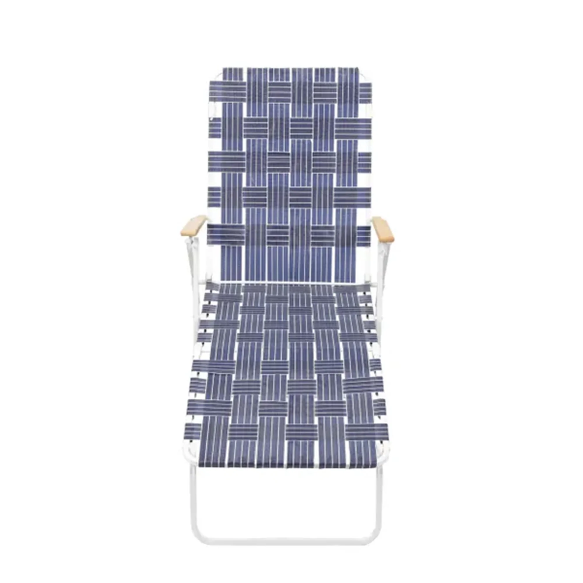 Rio Brands Web Chaise Lounge, High Back White Steel Frame & Blue Web for Pools and Beaches - Image 4