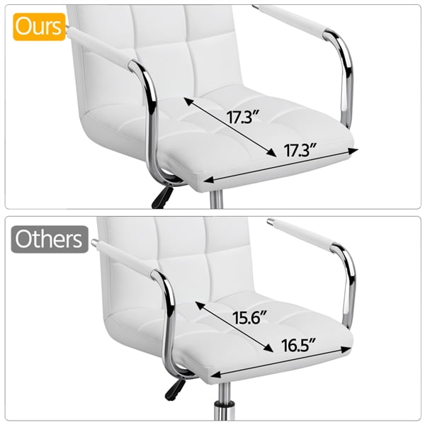 Renwick Desk Chairs Height Adjustable PU Leather Stylish Office Chair, White - Image 10