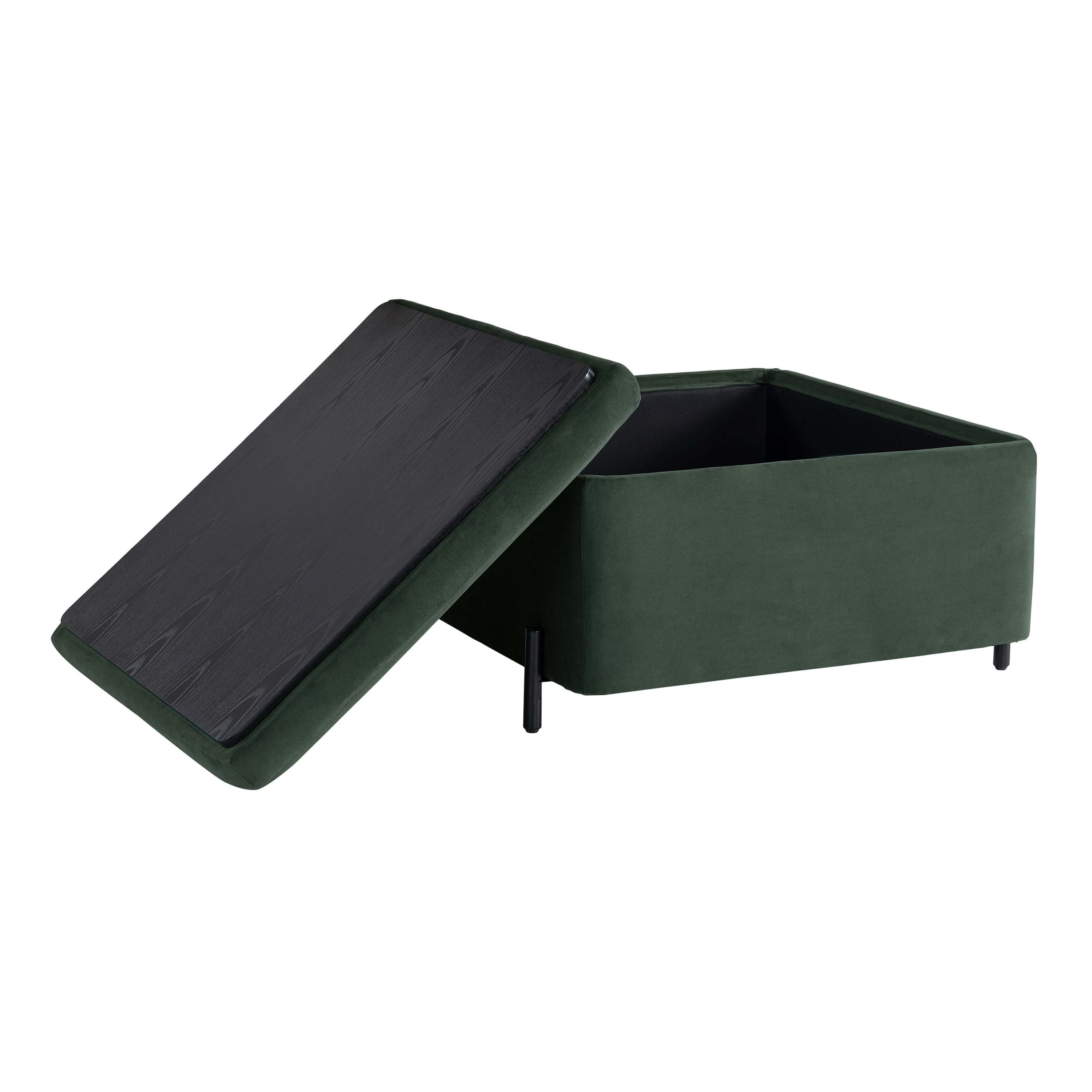 Studio Living Kingston Modern Large Storage Ottoman, Green Velvet Fabric - Image 7