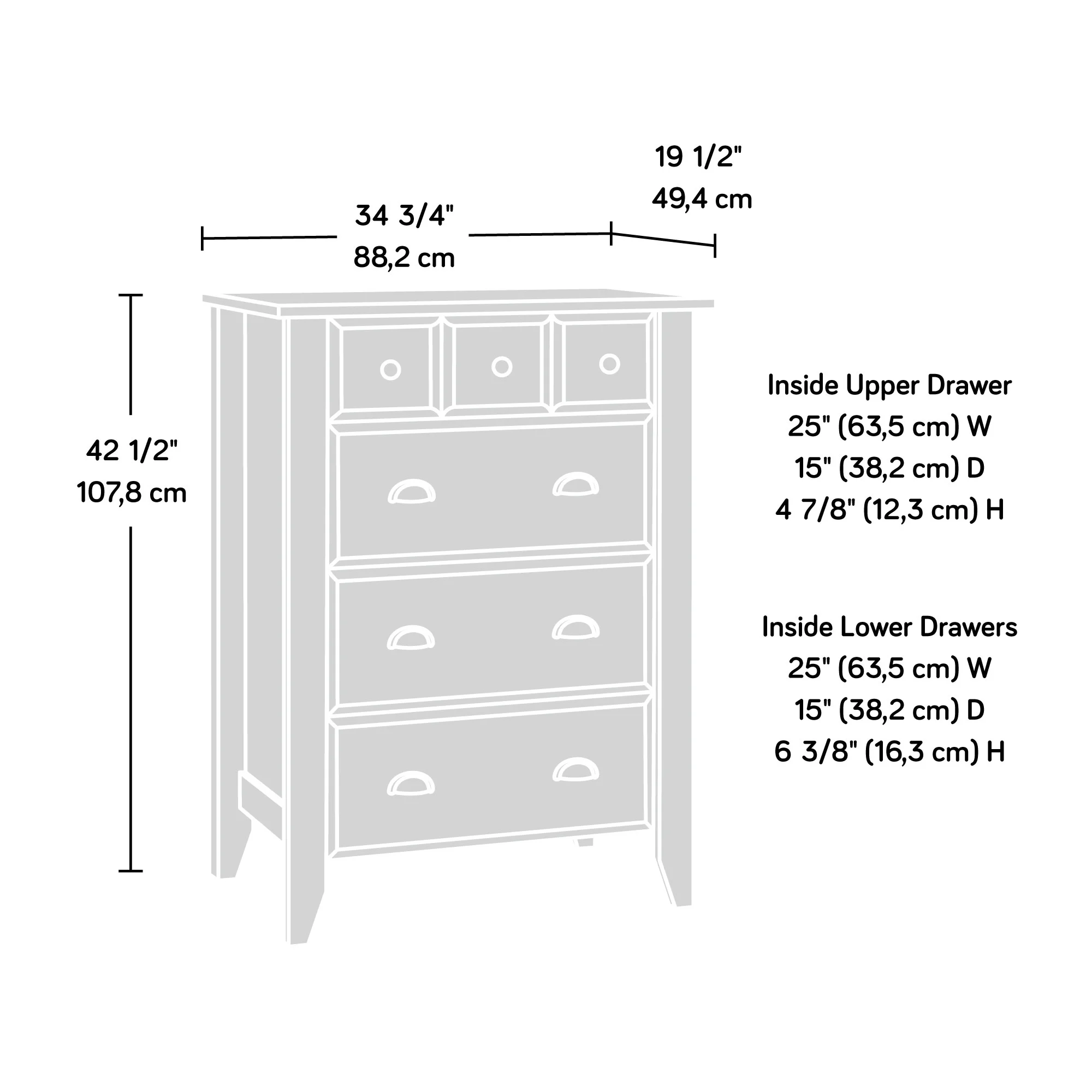 Sauder Shoal Creek 4 Drawer Chest, Soft White Finish - Image 7