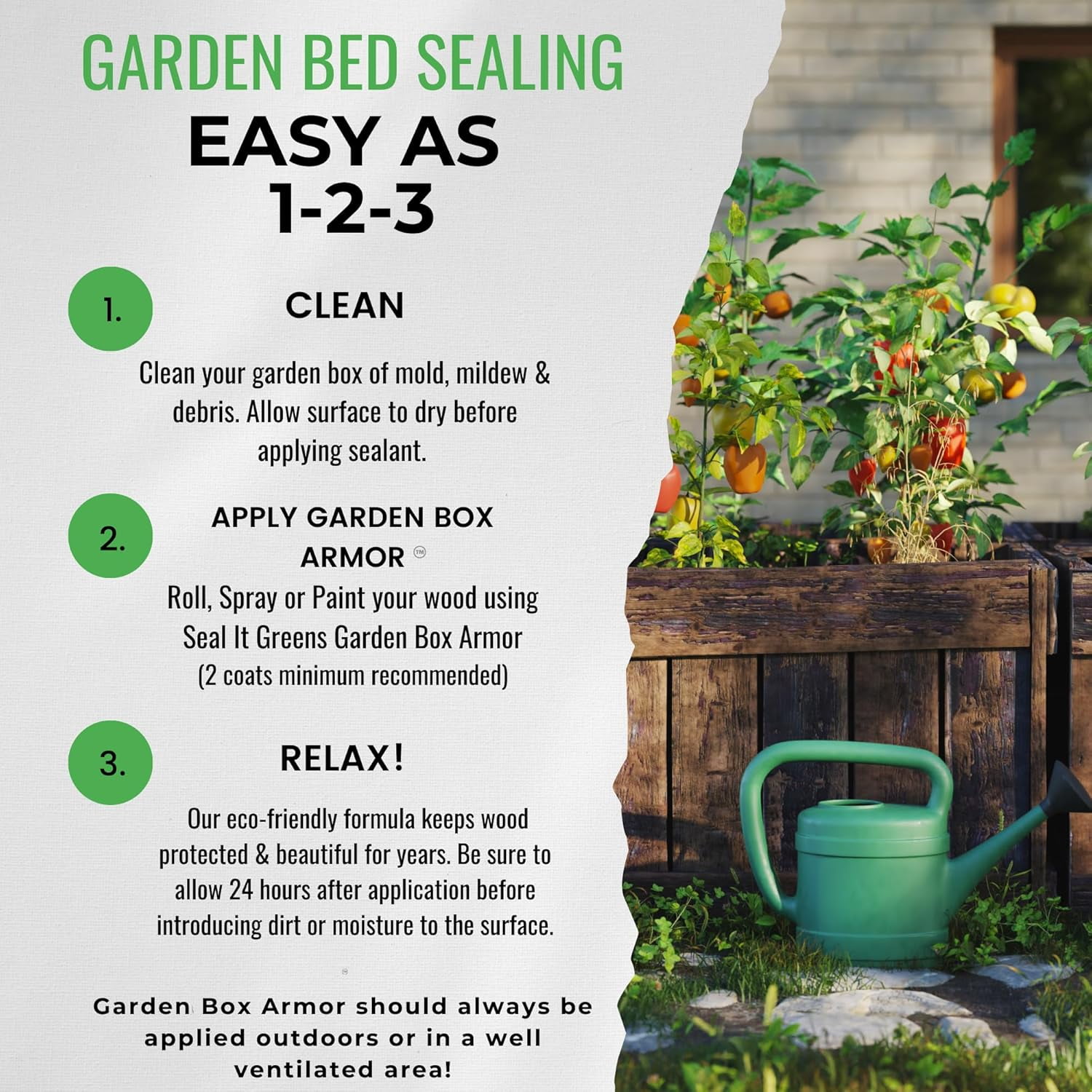 Garden Box Sealer | FDA Food Contact Safe Plant-Based Wood Sealant for Raised Beds, Planters & Pet Houses. Protects All Wood Types from Water & Weather Damage | Eco-Friendly Sustainable Solution - Image 3