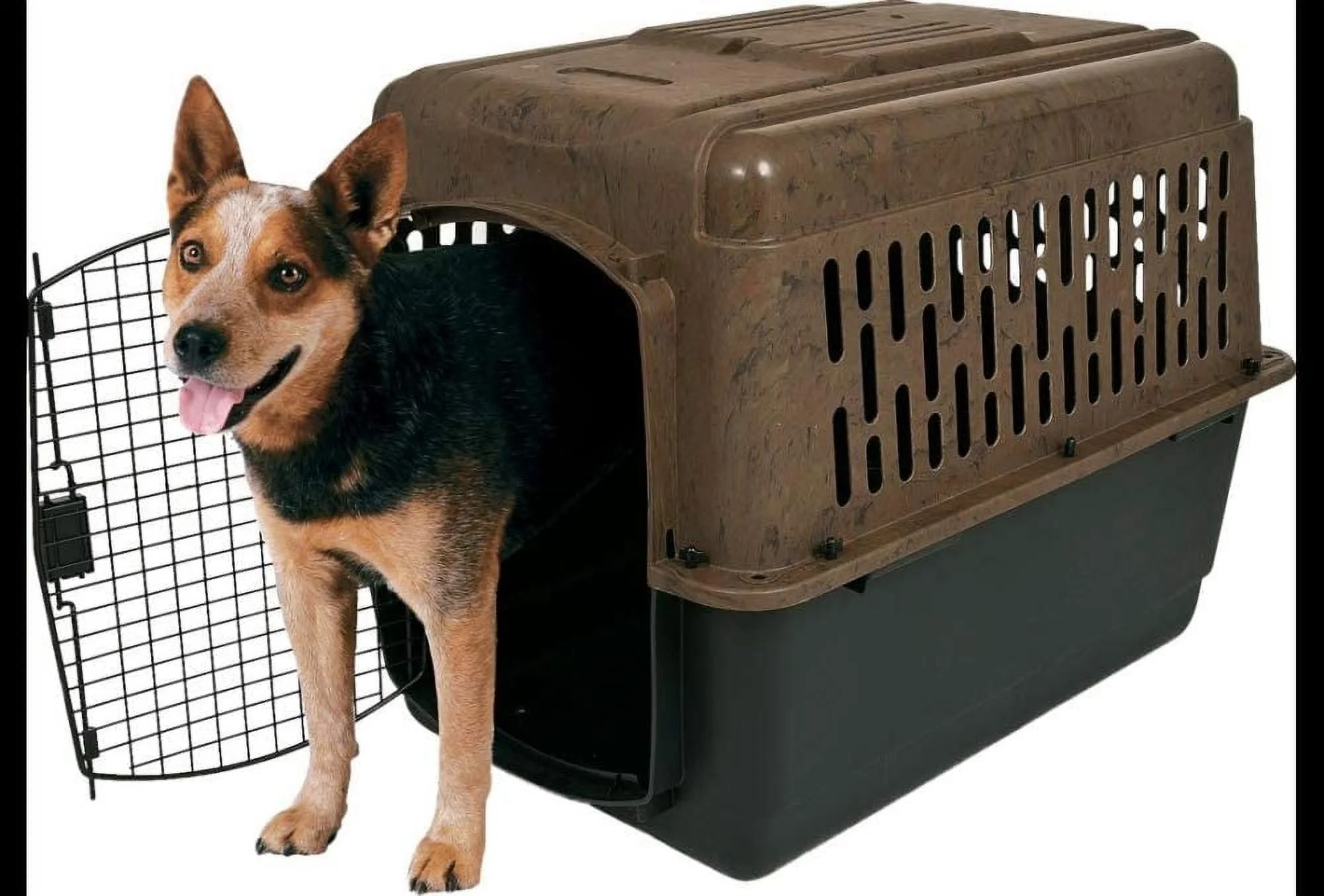 Petmate RuffMaxx Plastic Dog Kennel Outdoor & Indoor Pet Carrier & Crate with 360 Degree Ventlation, Large 40"L for Dogs 70-90 lb, Camouflage Brown - Image 6
