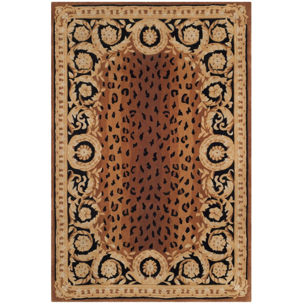 SAFAVIEH Naples Karenza Oriental Wool Area Rug, Black/Gold, 4' x 6' - Image 8