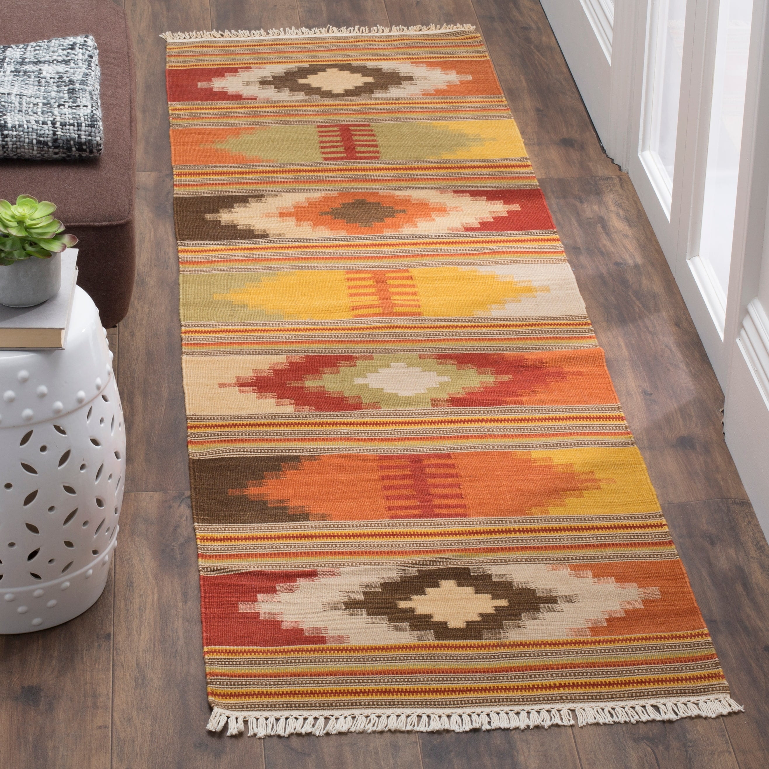 SAFAVIEH Kilim Deemer Southwestern Wool Runner Rug, Red/Multi, 2'3" x 8' - Image 2