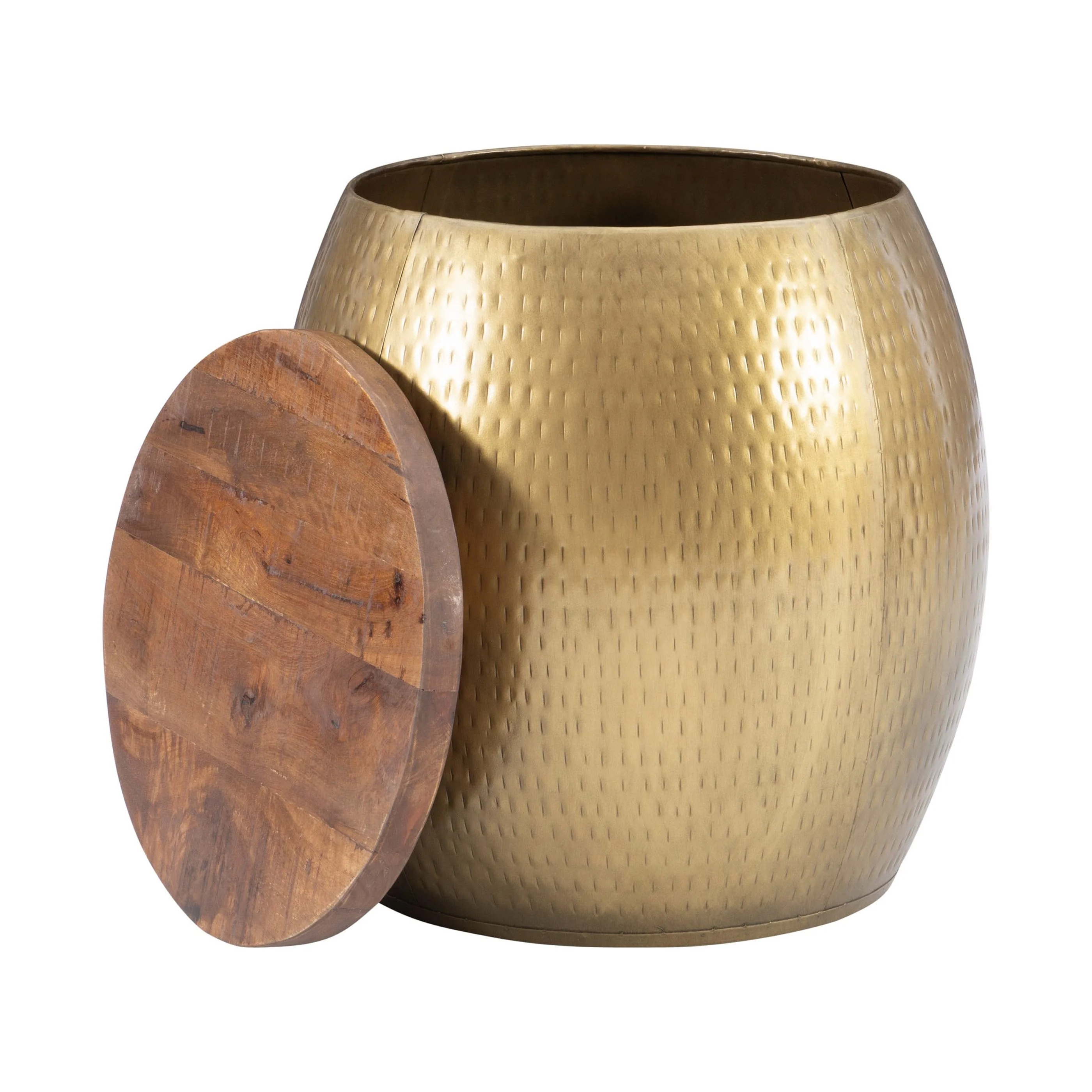 Powell Wesmar Metal Indoor Drum Accent Table with Storage, 20.5" Tall, Brass - Image 6