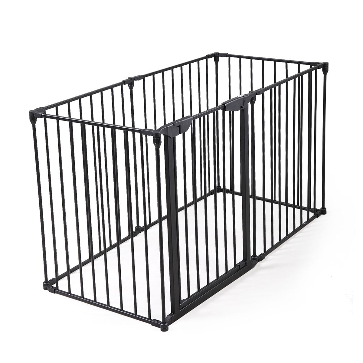 Hommoo Baby Gates with Swing Door, 6-panel Baby Pet Safety Gate, Foldable Barrier Gate, Black - Image 2