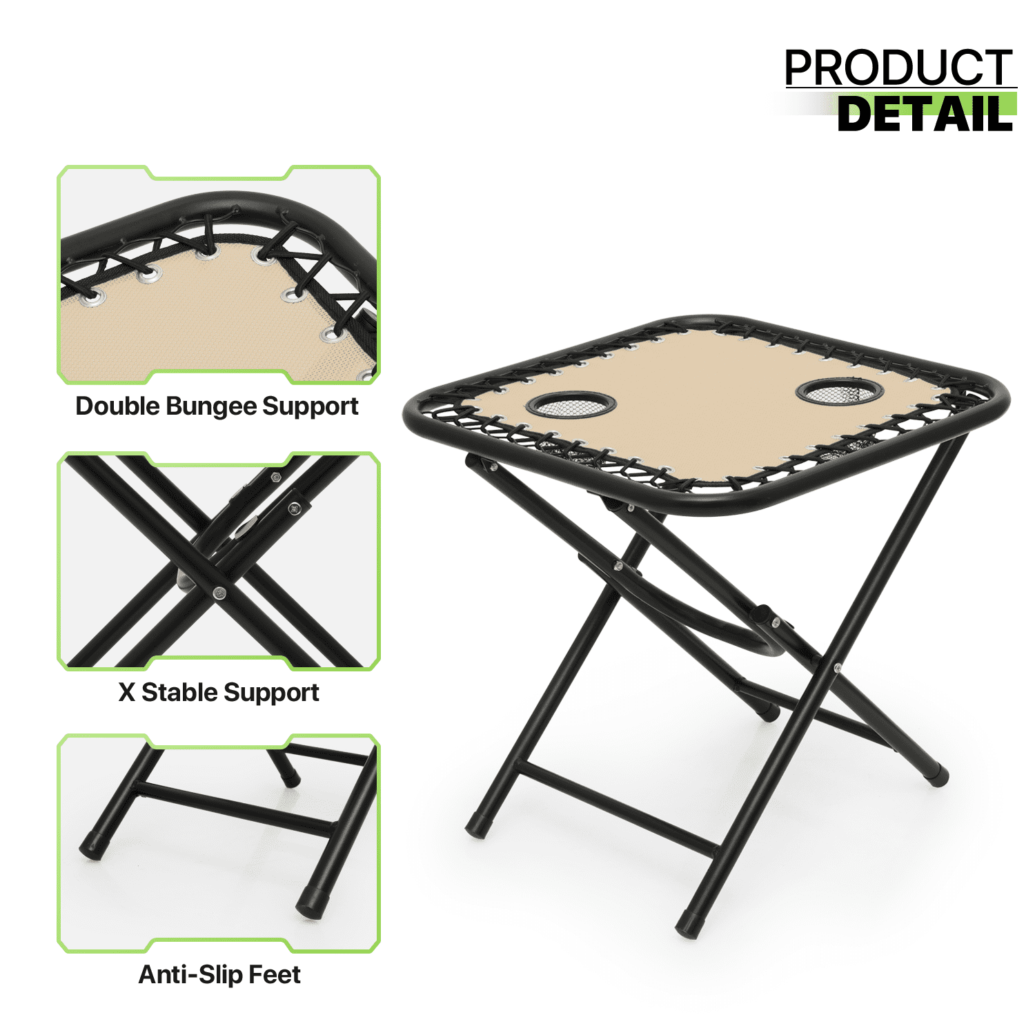 Magshion Outdoor Zero Gravity Chairs Set of 3, Adjustable & Folding Patio Reclining Lounge Chair, Zero-Gravity Camping Lounge Chair with Side Table, Cup Holder, Pillow, Cream - Image 9