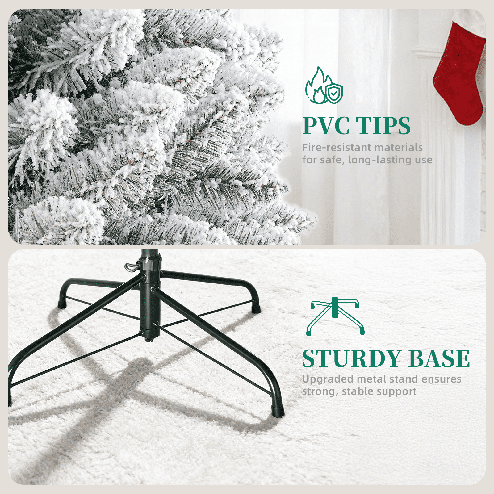 SUGIFT 6ft Snow Flocked Christmas Tree Unlit Holiday Decor - Image 7