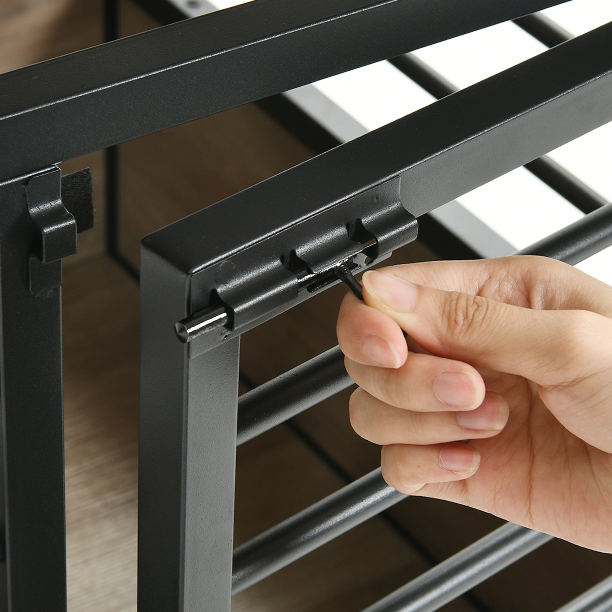 Dextrus 23.6" Dog Crate Furniture Wooden Dog House with Wheels, Dog Kennel Indoor for Small Medium Dogs - Brown & Black - Image 5