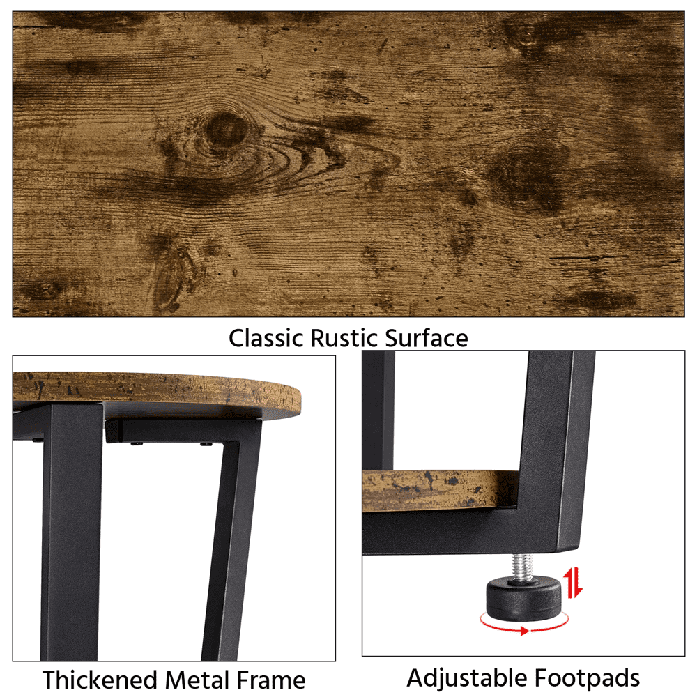 Alden Design Metal Side Table Industrial Round End Table with Storage for Livingroom, Set of 2, Brown - Image 9