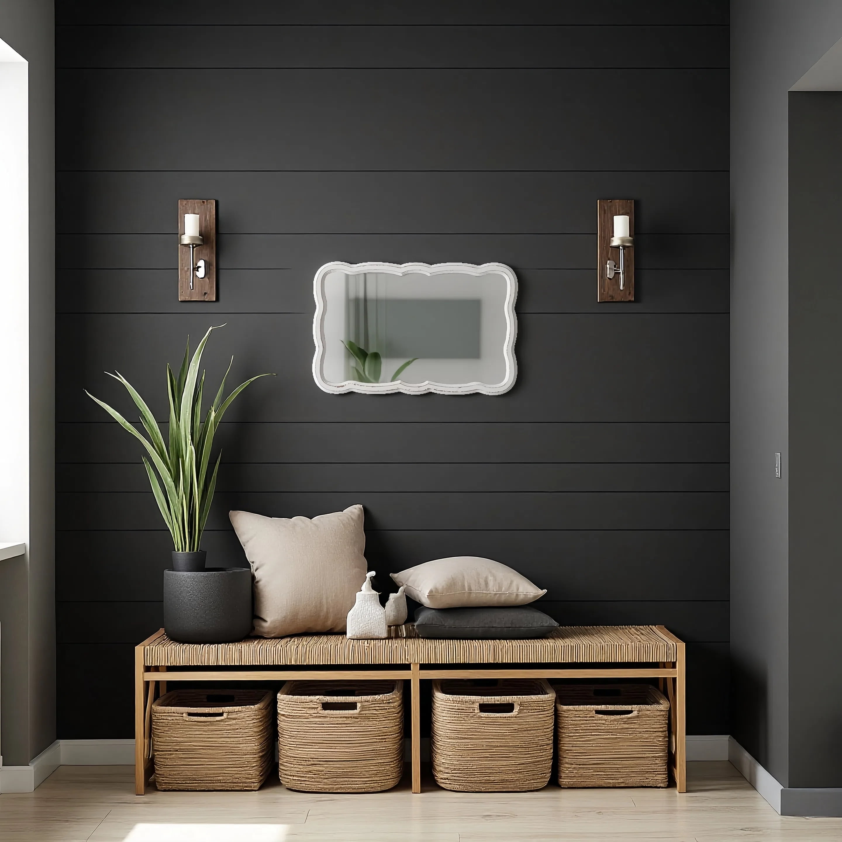 Sintosin Wooden Oblong Rectangular Mirror 16 x 24 inch, White Farmhouse Wall Decor for Bathroom & Home - Image 5