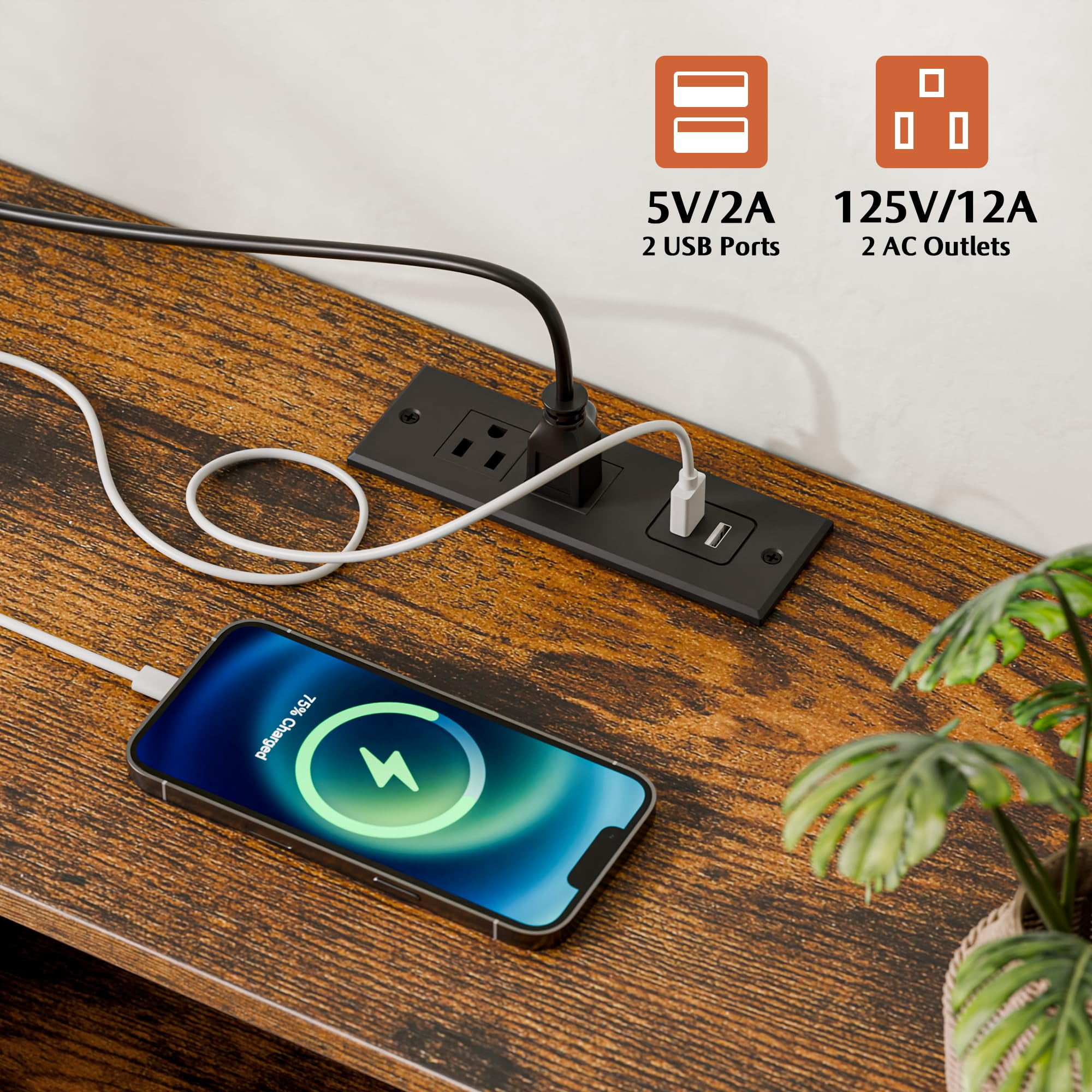 GIKPAL Dressers for Bedroom, 8 Drawer Dresser with LED Lights, Chest of Drawers with Side Pockets & Power Outlet Ports, Storage Drawers Nightstand, Bedroom Furniture Brown - Image 2