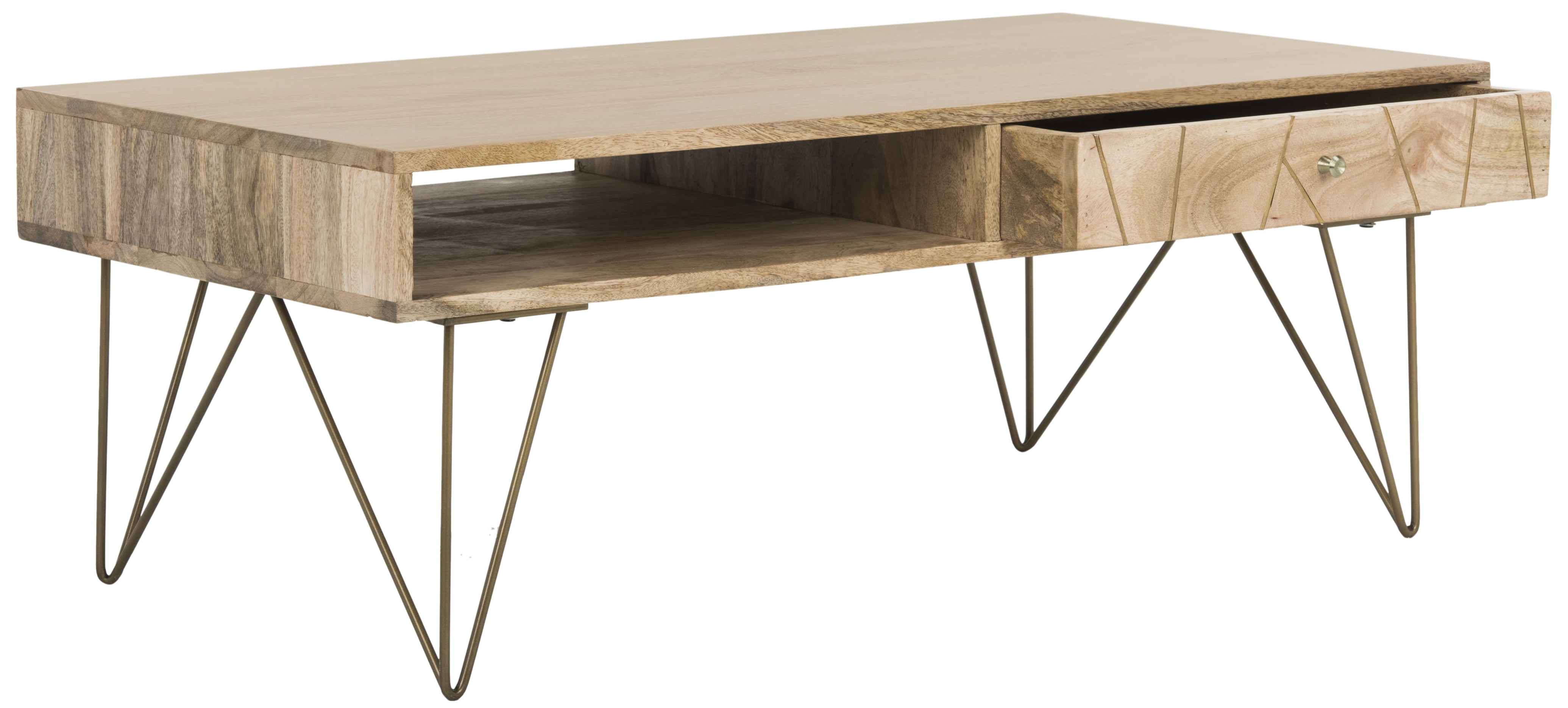 SAFAVIEH Marigold Mid-Century Coffee Table with Drawer, Natural - Image 4