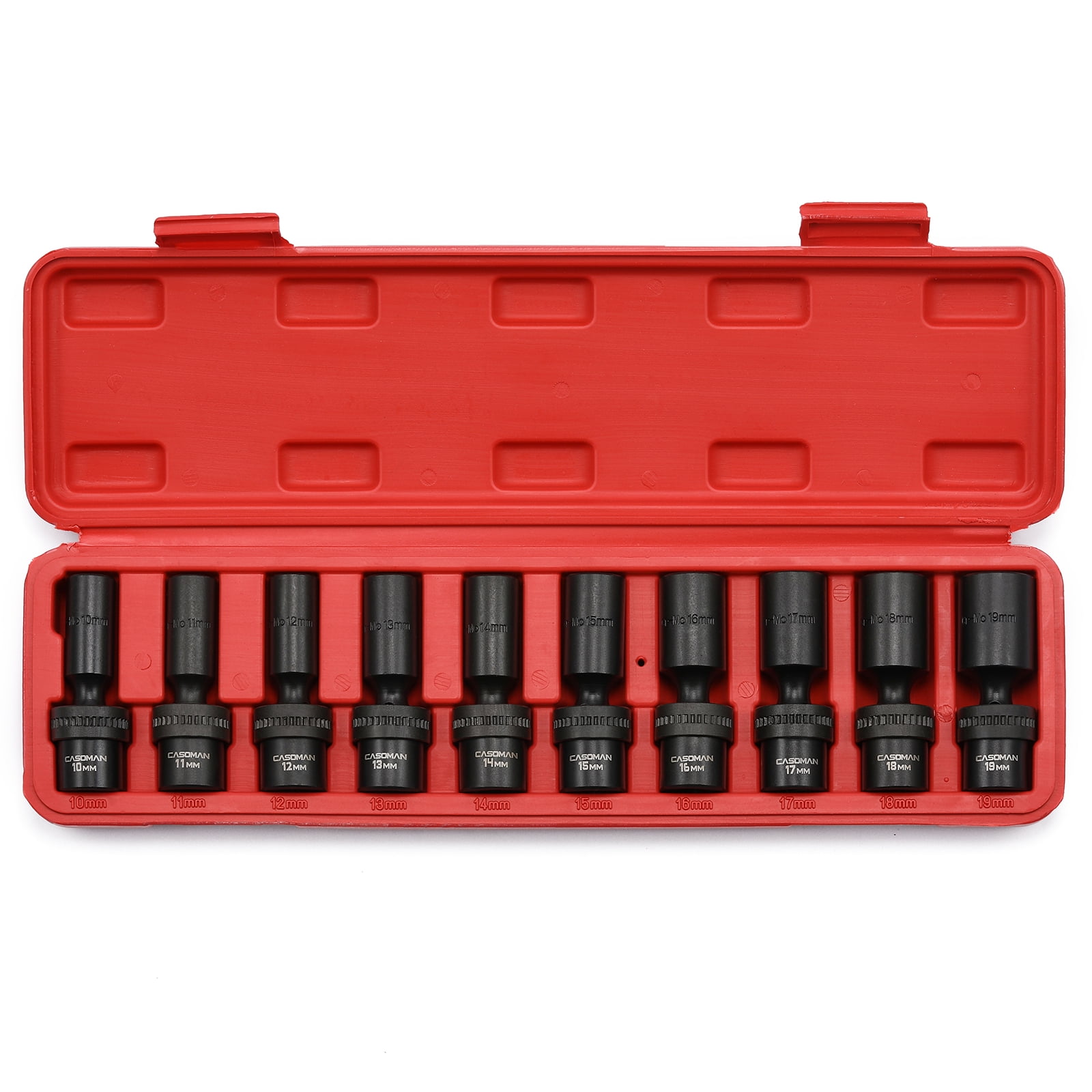 CASOMAN 10 Pcs 3/8" Drive Deep Standard Universal Impact Socket Set, 6 Point, CR-MO, Metric, 10-19mm - Image 9