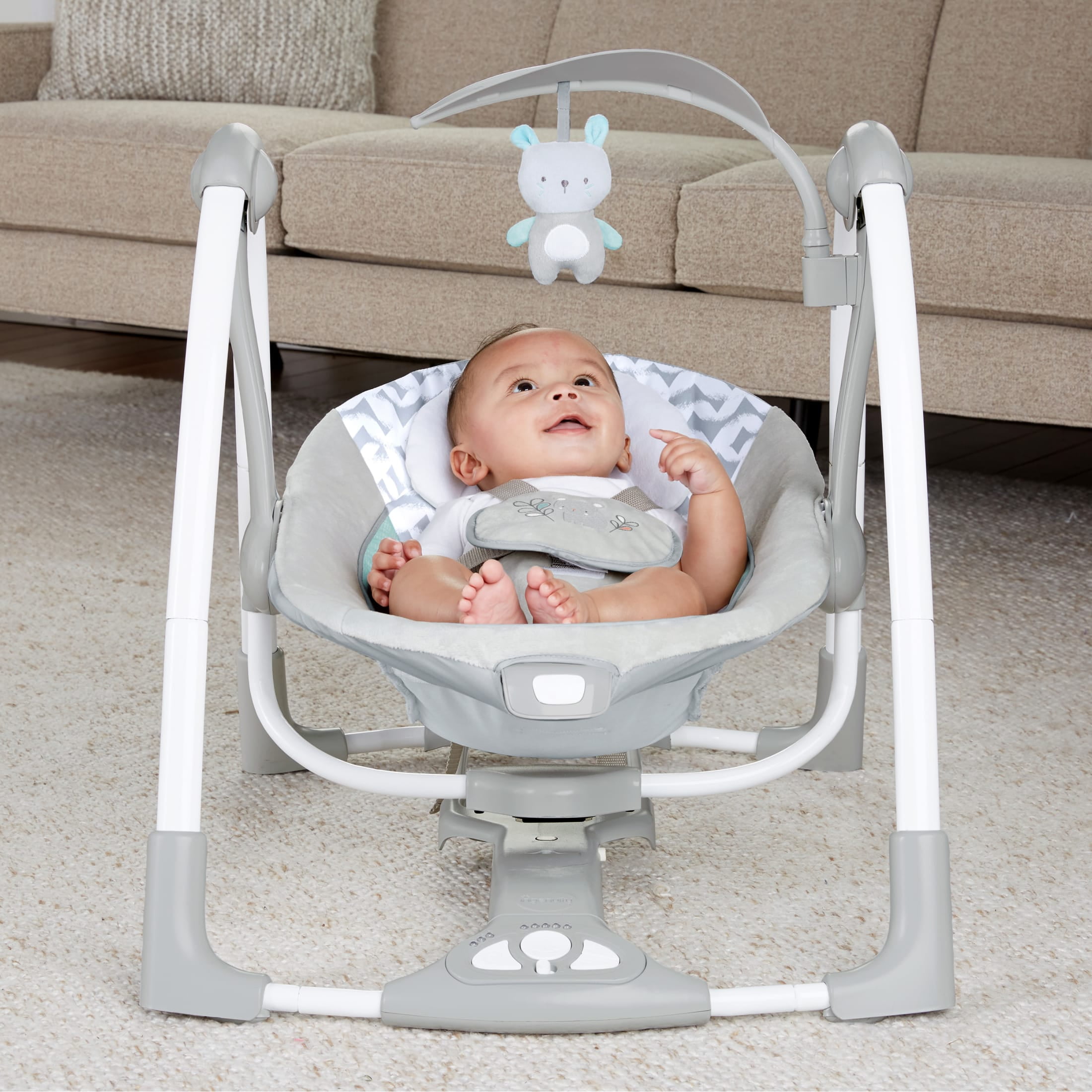 Ingenuity 2-in-1 Portable Baby Swing & Infant Seat with Vibrations, Ages 0-9 Months, Unisex, Raylan - Image 9