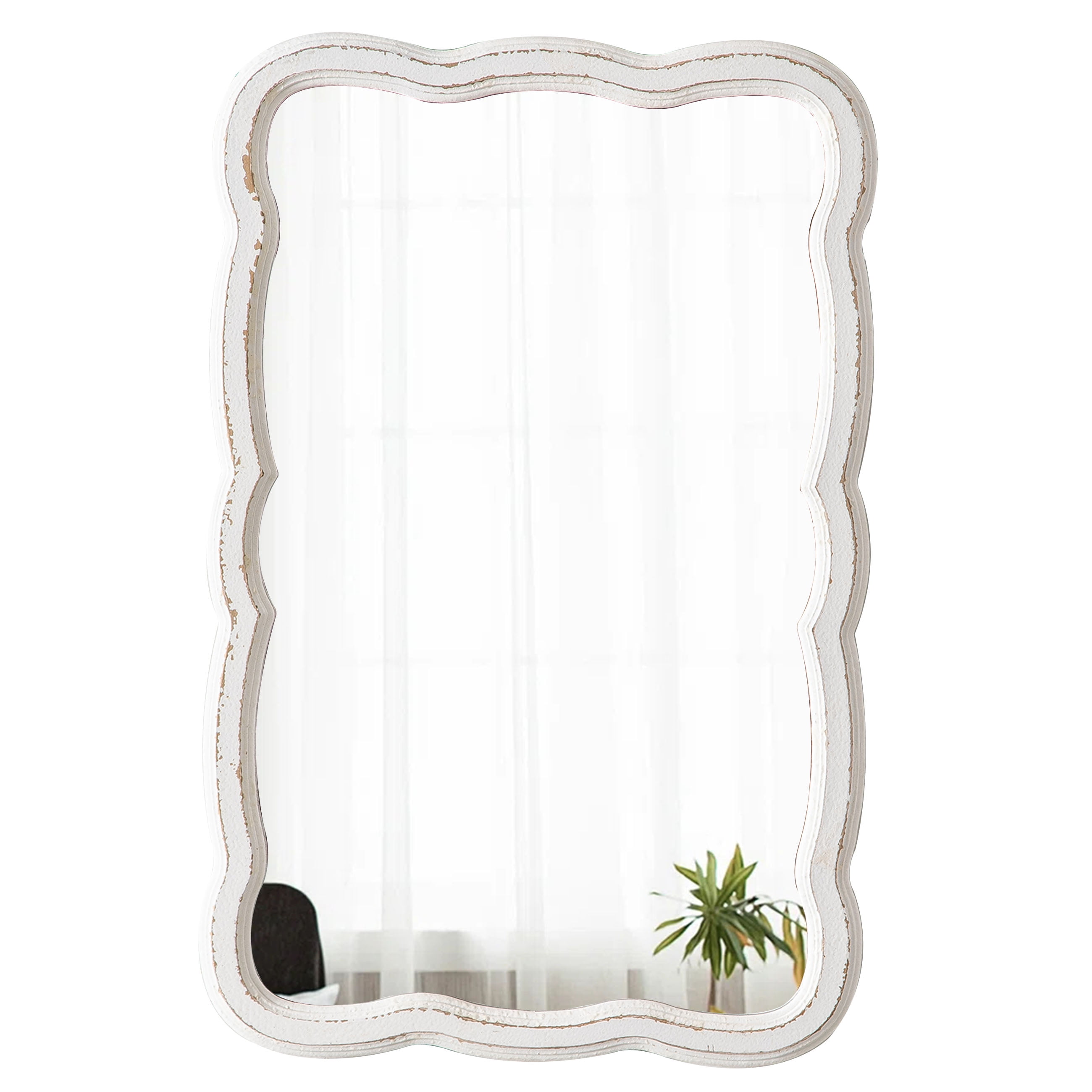 Sintosin Wooden Oblong Rectangular Mirror 16 x 24 inch, White Farmhouse Wall Decor for Bathroom & Home - Image 7