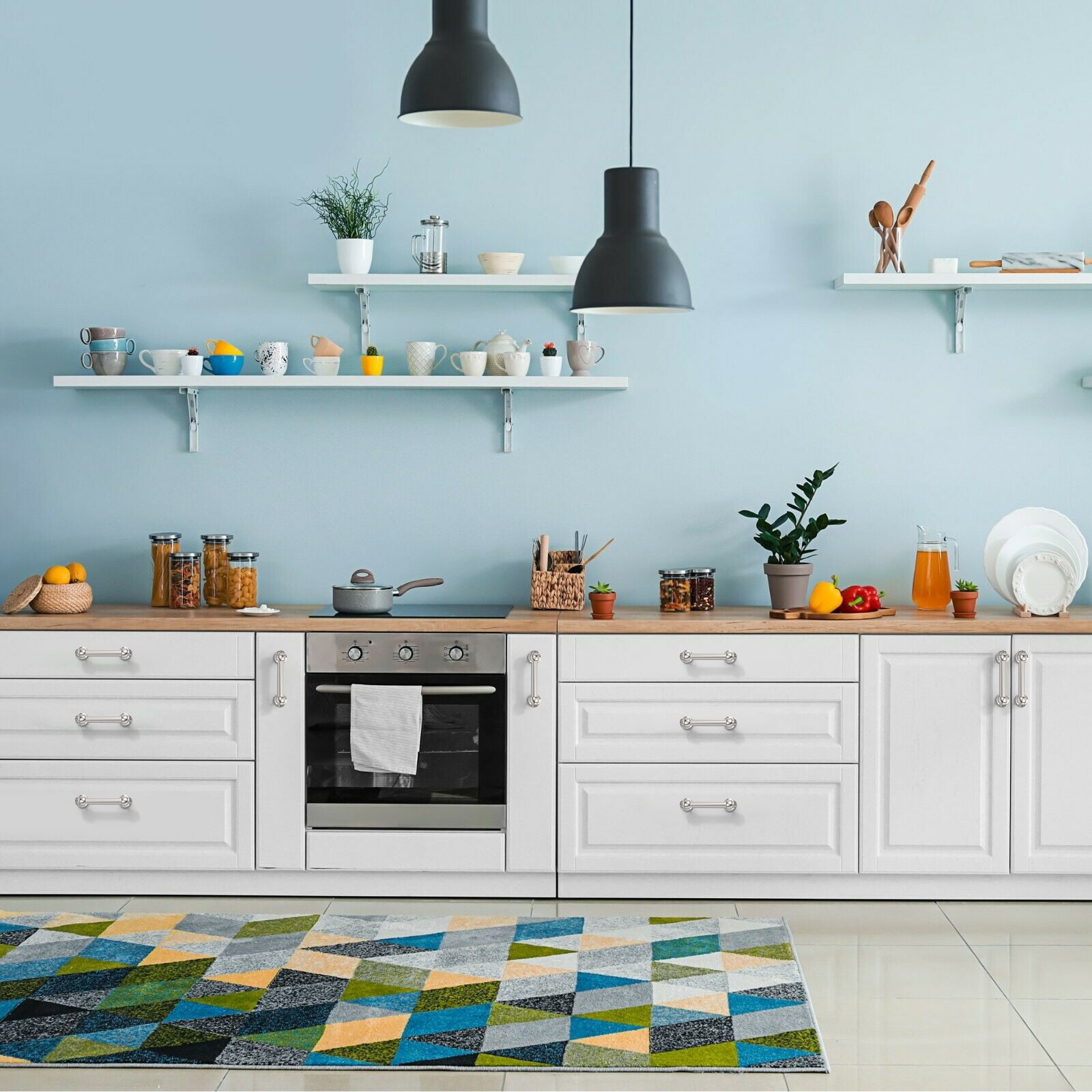 Furniware 10 Pack Straight Bar 3inch Hole Size Cabinet Drawer Handles,Brushed Satin Nickel Cabinet Hardware - Image 2