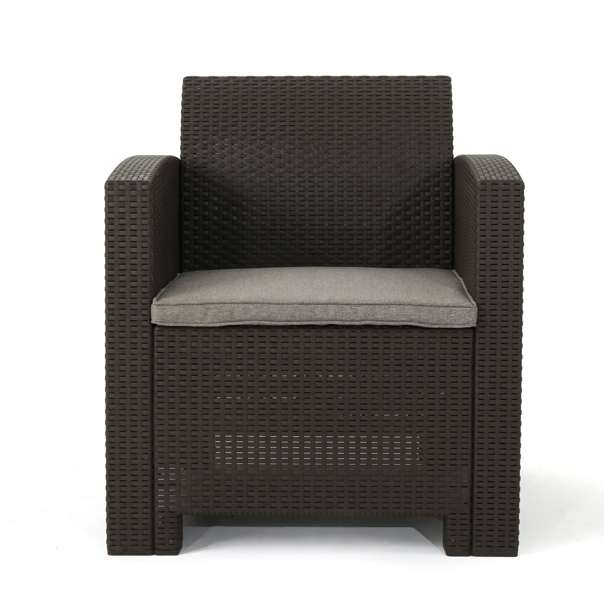 Azzura Faux Wicker Outdoor Club Chair, Brown, Mixed Beige - Image 3