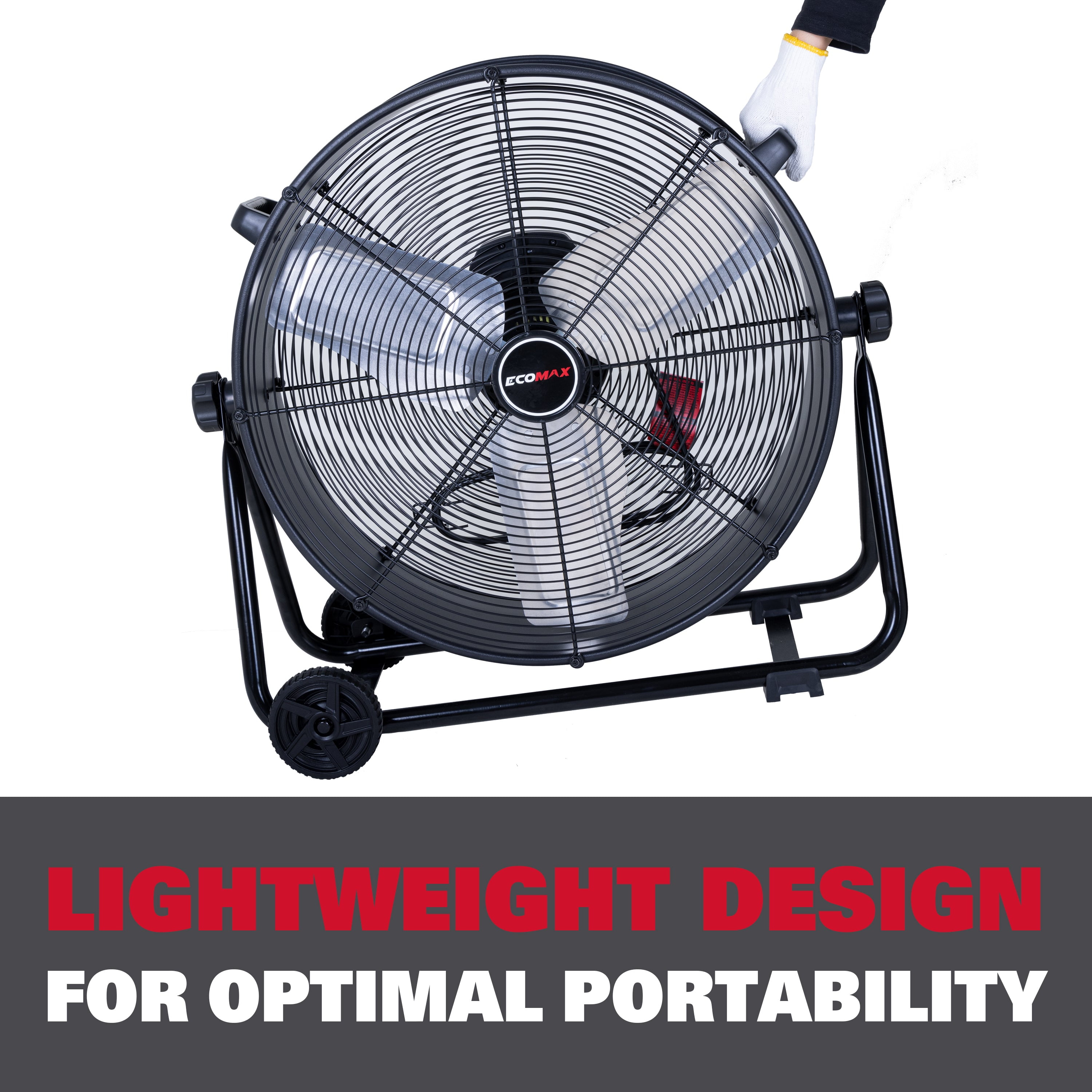Ecomax EMF102433D 24" High Velocity Drum Floor Fan – Industrial 3-Speed Adjustable Tilt - Image 8