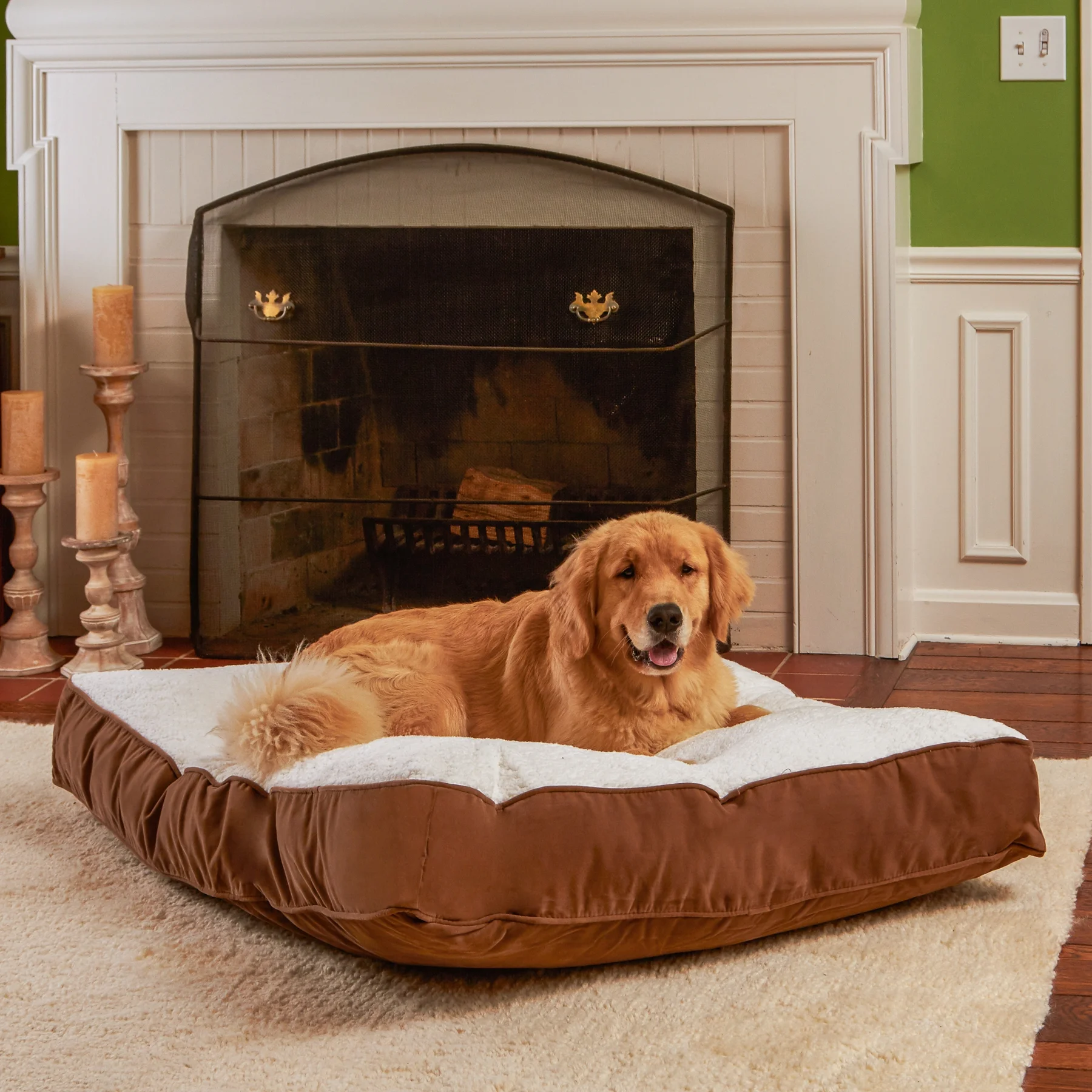 Happy Hounds Buster Sherpa Rectangle Pillow Style Dog Bed, Latte, Large (48 x 36 in.) - Image 4