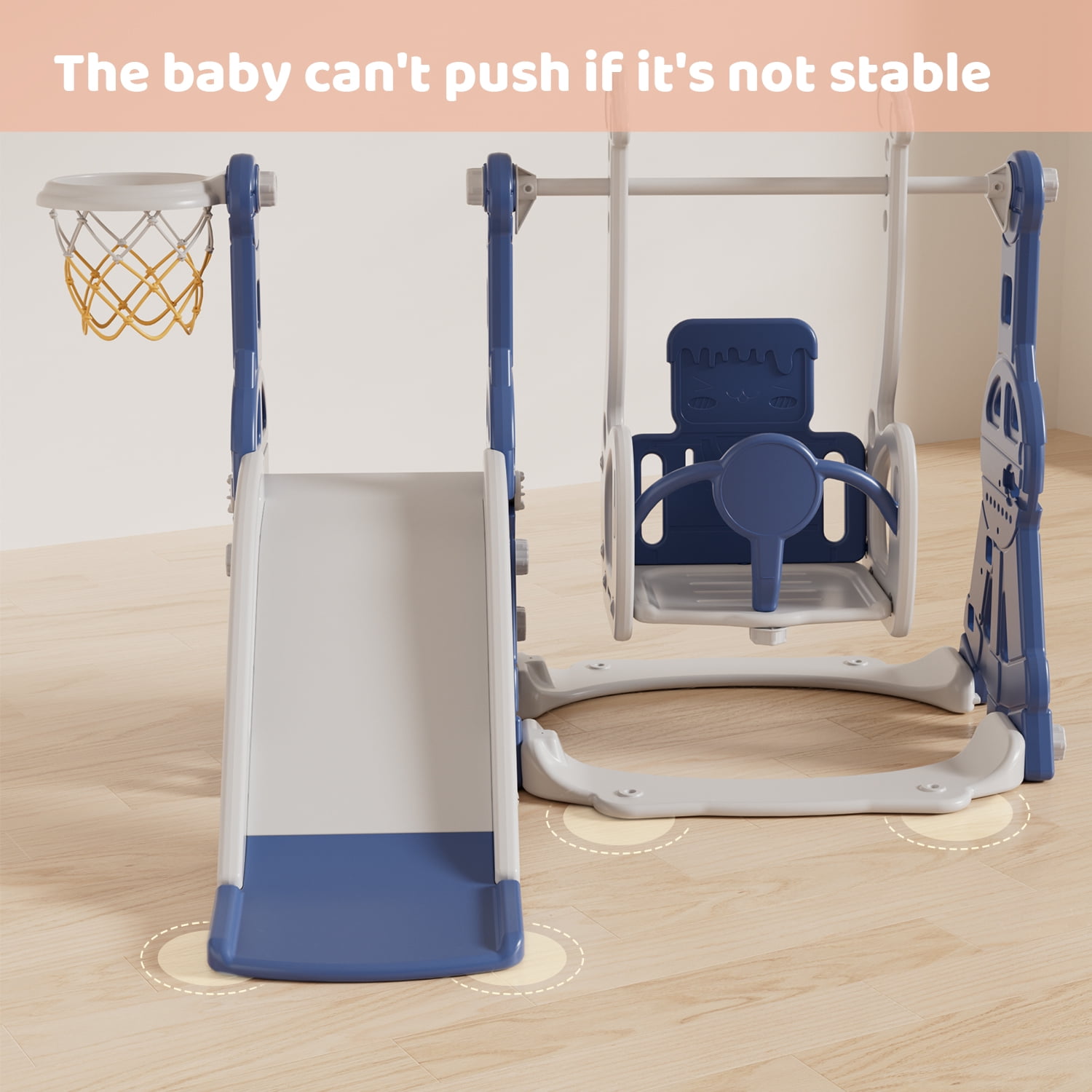 CHAOFEI 4-in-1 Toddler Slide and Swing Set, Folding Indoor Outdoor Playground - Image 2