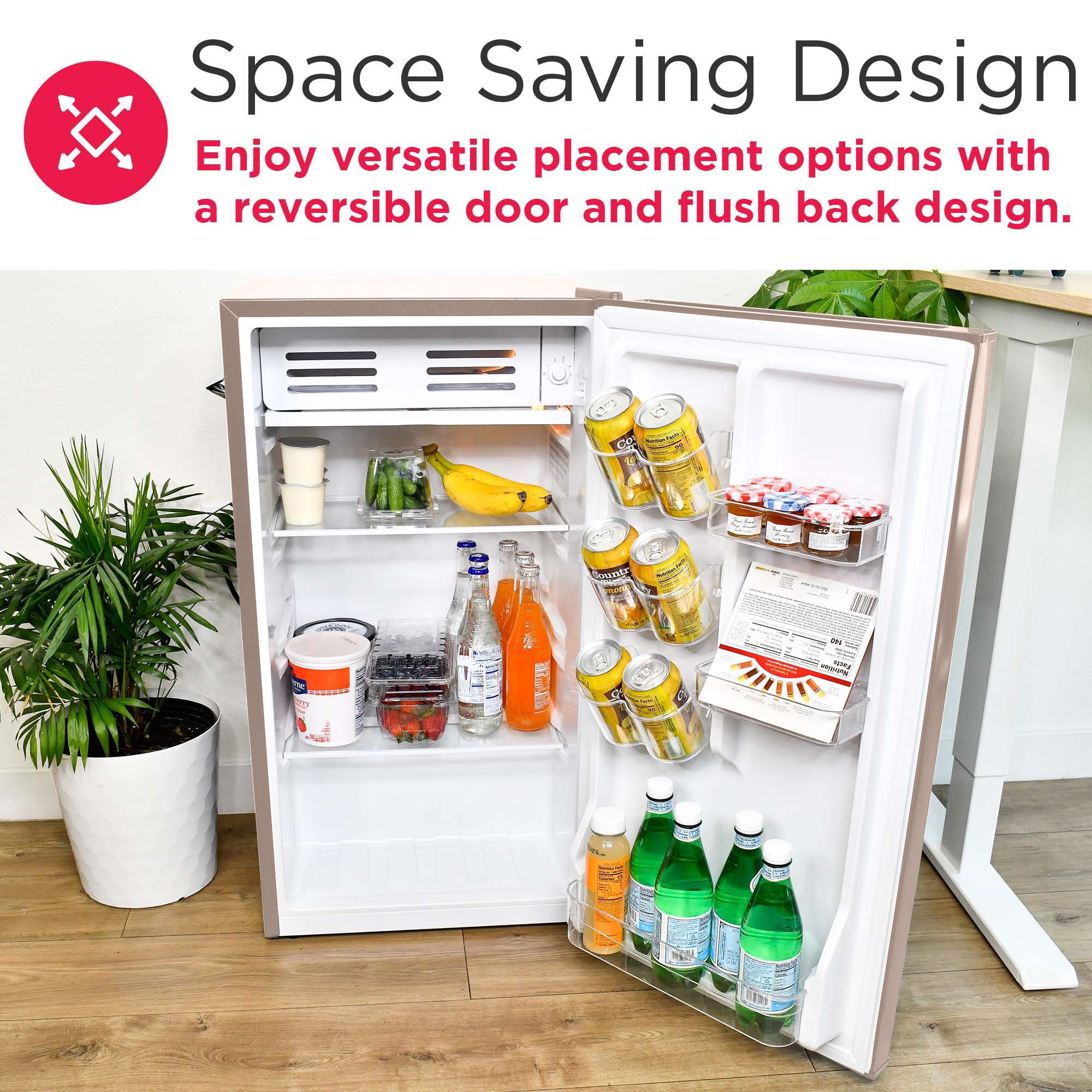 Frigidaire 3.2 Cu ft Retro Compact Refrigerator With Side Bottle Opener EFR376, Coral - Image 2