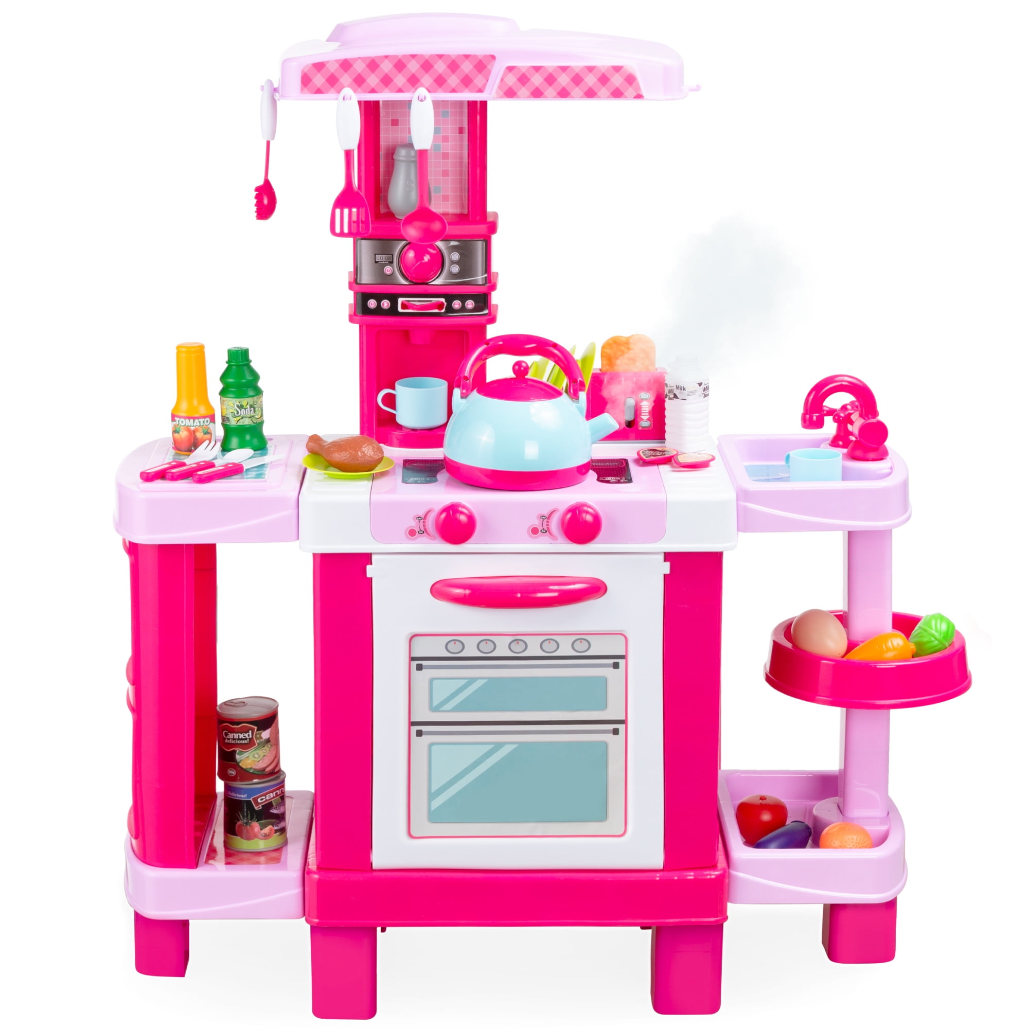 Best Choice Products Pretend Play Kitchen Toy Set for Kids with Water Vapor Teapot, 34 Accessories, Sounds - Image 6