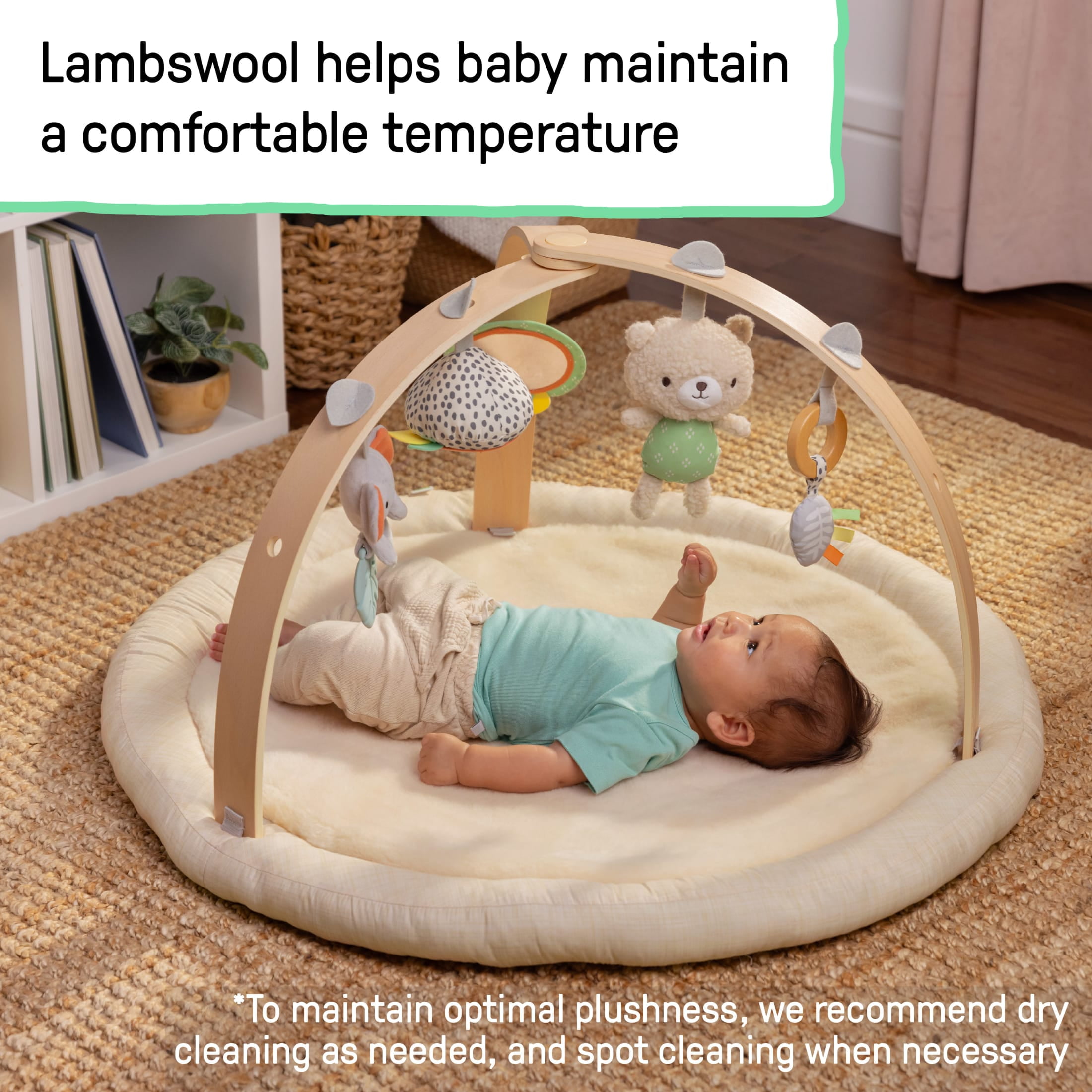 Ingenuity Every Season Plush Lambswool Baby Play Gym and Play Mat, 0+ Months - Natural - Image 11