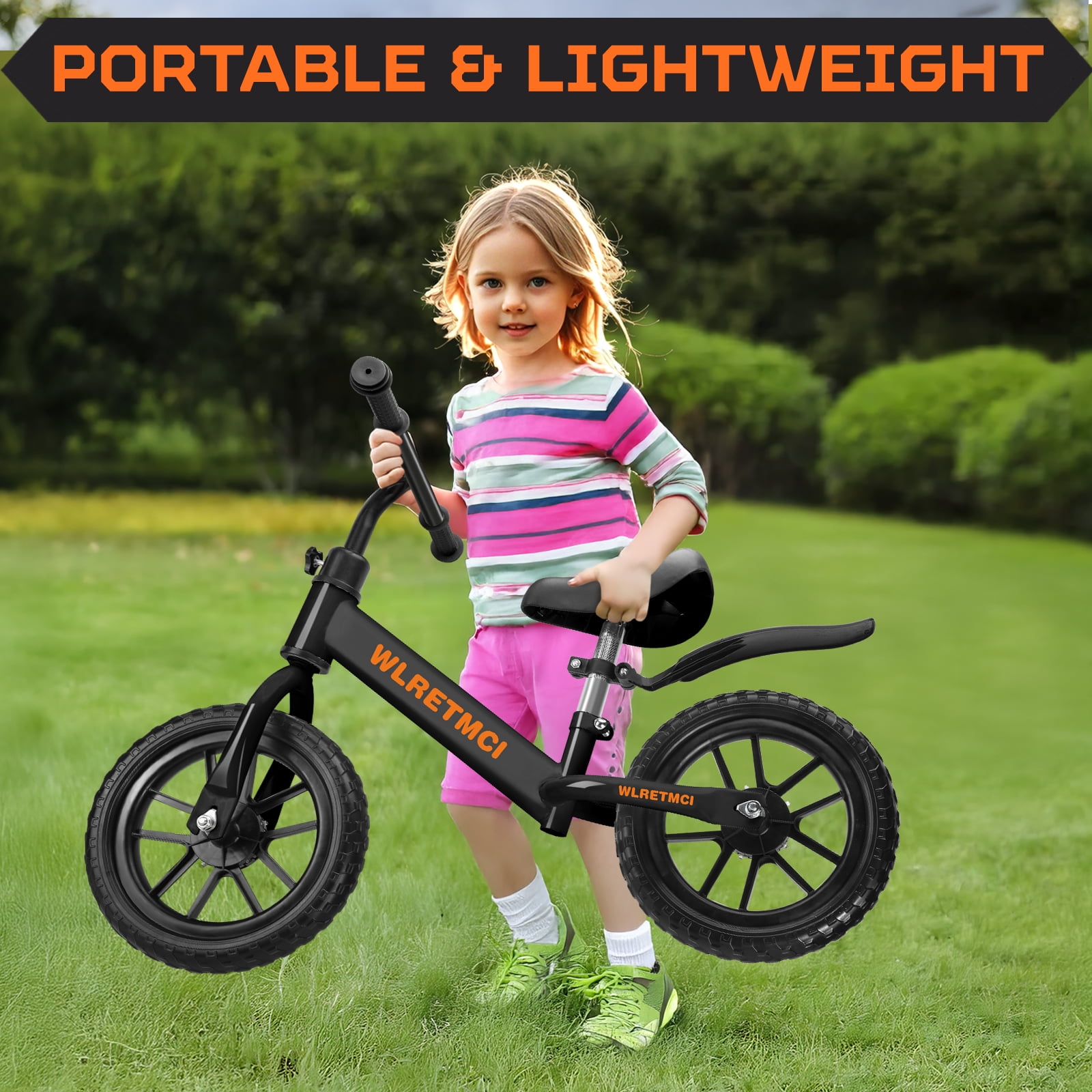 WLRETMCI Kid Balance Bike, 12'' Toddlers Training Bicycle for 2-5 Years Old Boys Girls, Lightweight with Lighting up Wheels, Black - Image 6