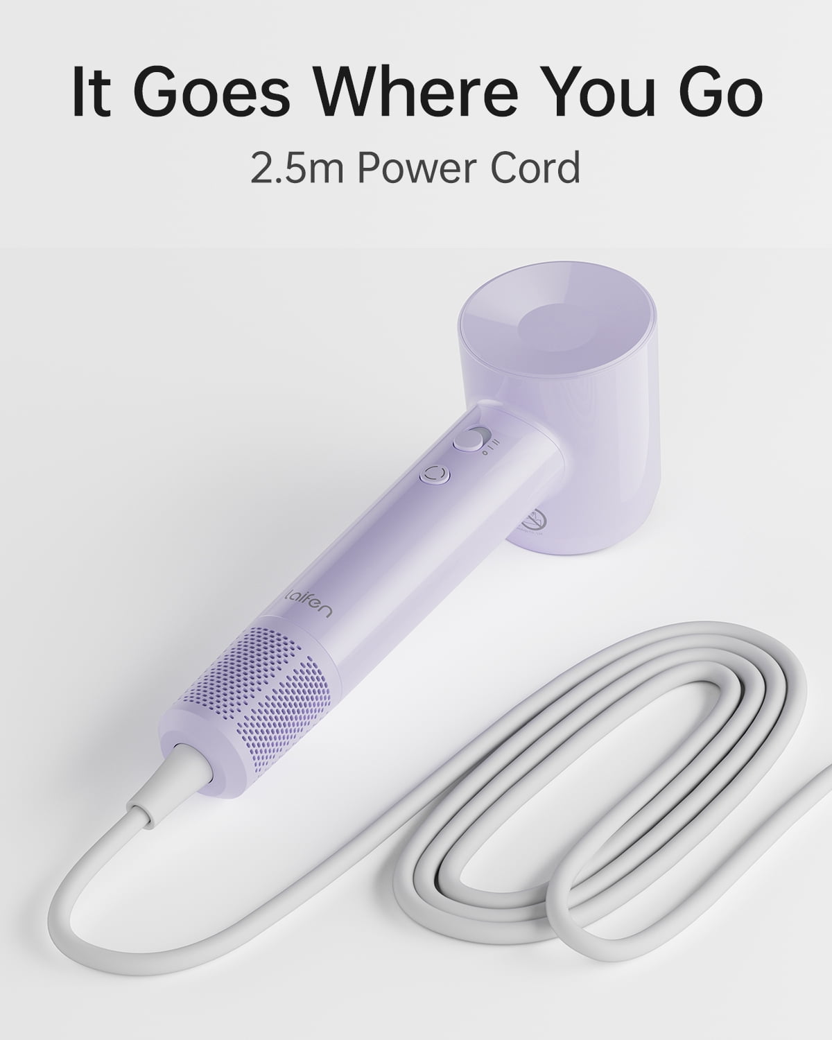 Laifen SE Lite Hair Dryer, 100,000 RPM High Speed Motor & 150 Million NegativeIons (Purple,Polycarbonate) - Image 8