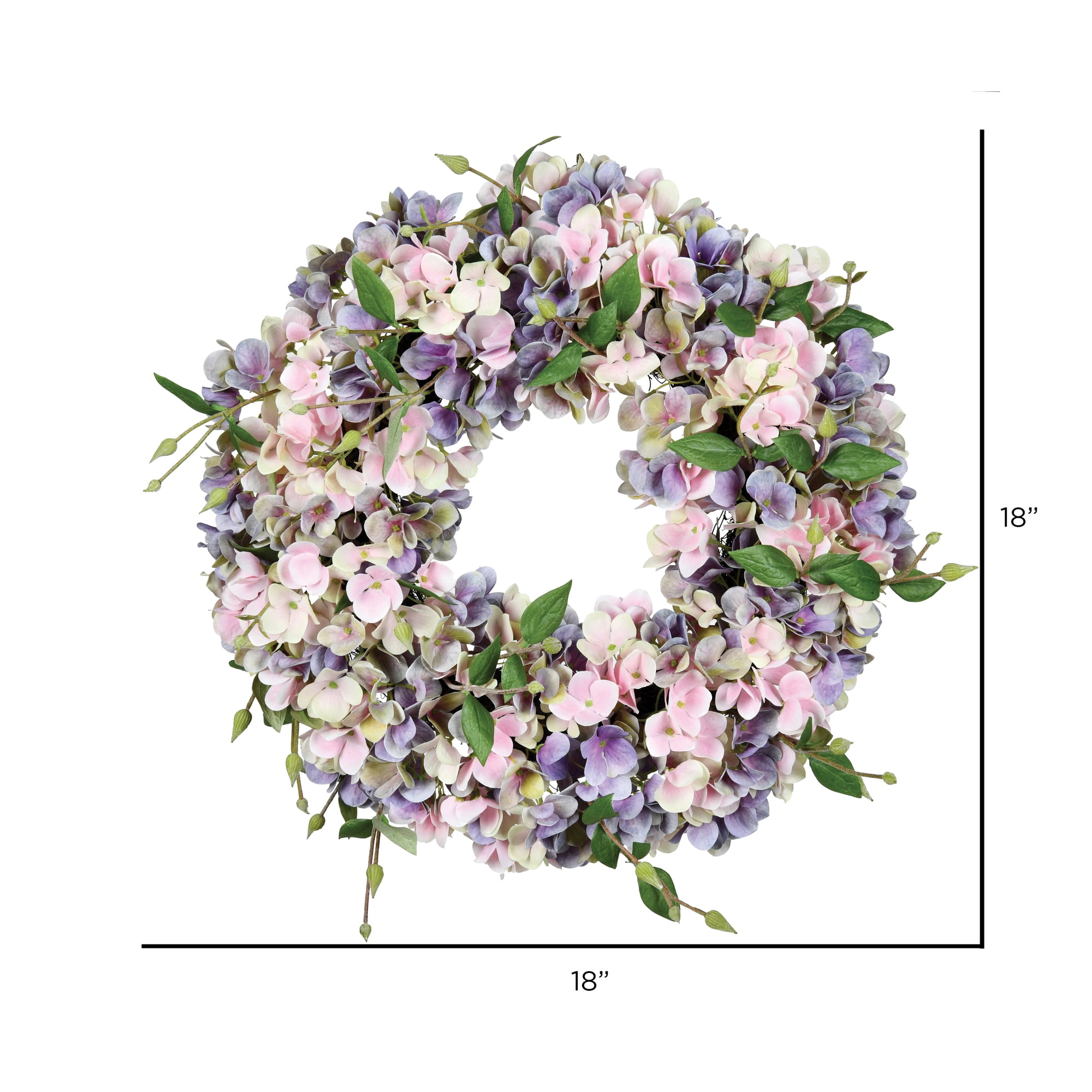 Vickerman 18" Artificial Blue and Pink Hydrangea Wreath. - Image 2
