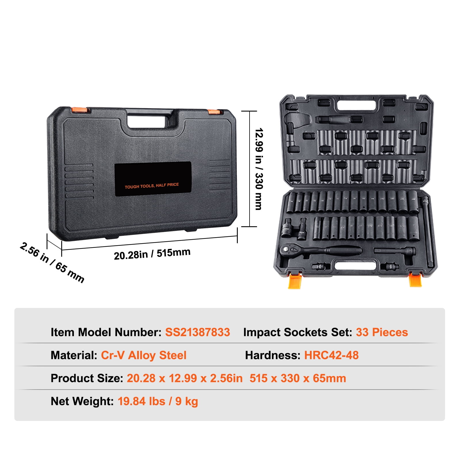 BENTISM 1/2" Drive Impact Socket Set, 33 Pieces - Image 7