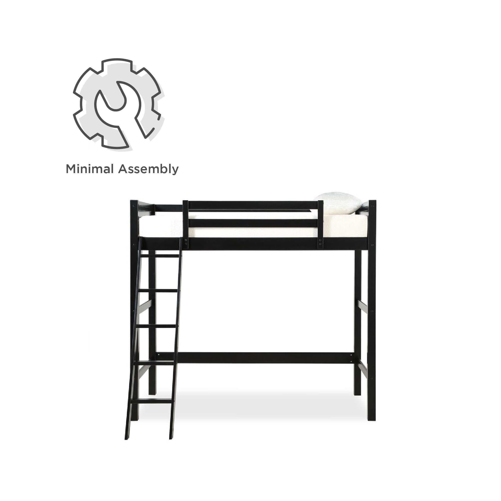 Your Zone Kiarah Twin Loft Bed with Ladder, Black - Image 10