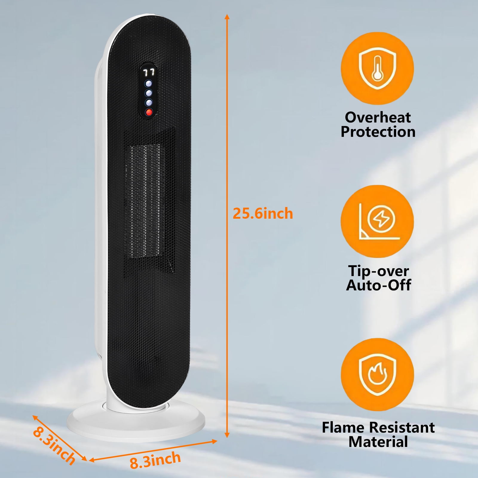 HONGGE Space Heaters for Inside, Portable Electric Heater for Home with Thermostat, 1-12H Timer, Safety Protection, White - Image 7